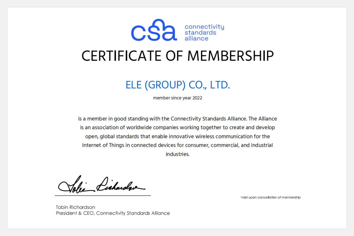 To help build the future of smart home interconnection, ELEGRP officially joined the CSA Alliance