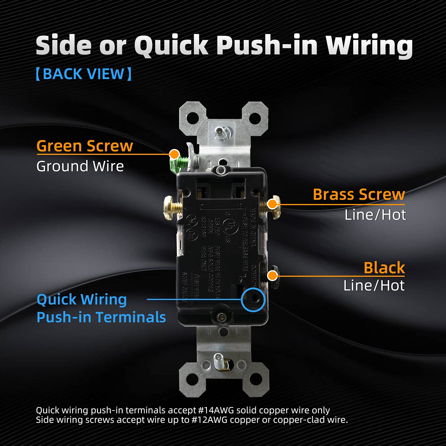 ELEGRP Standard Light Switch, Decorative Single Pole, Self-Grounding, 15A 120-277V, UL Certified, 10 Pack