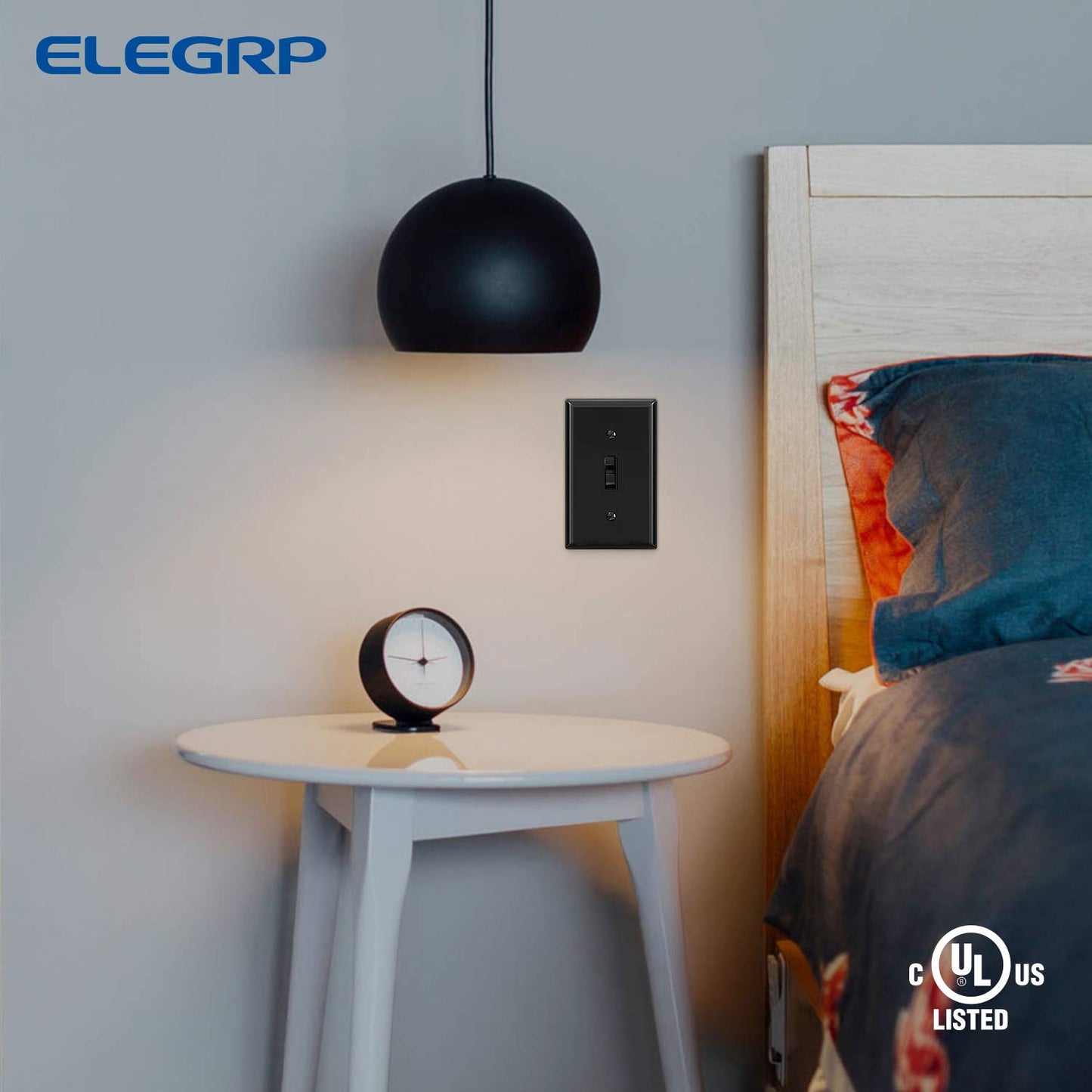 ELEGRP Standard Light Switch, Decorative Single Pole, Self-Grounding, 15A 120-277V, UL Certified, 10 Pack