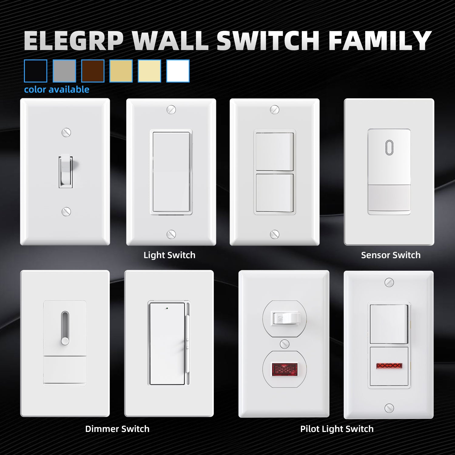 ELEGRP 4-Way Toggle Light Switch, 15 Amp, 120-277V, Quiet On/Off Wall Switch, Self-Grounding, Quick Push-In Wiring, UL Listed (10 Pack)