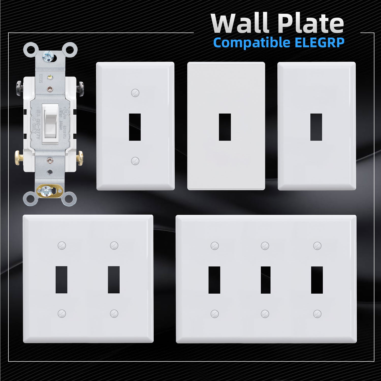 ELEGRP 4-Way Toggle Light Switch, 15 Amp, 120-277V, Quiet On/Off Wall Switch, Self-Grounding, Quick Push-In Wiring, UL Listed (10 Pack)