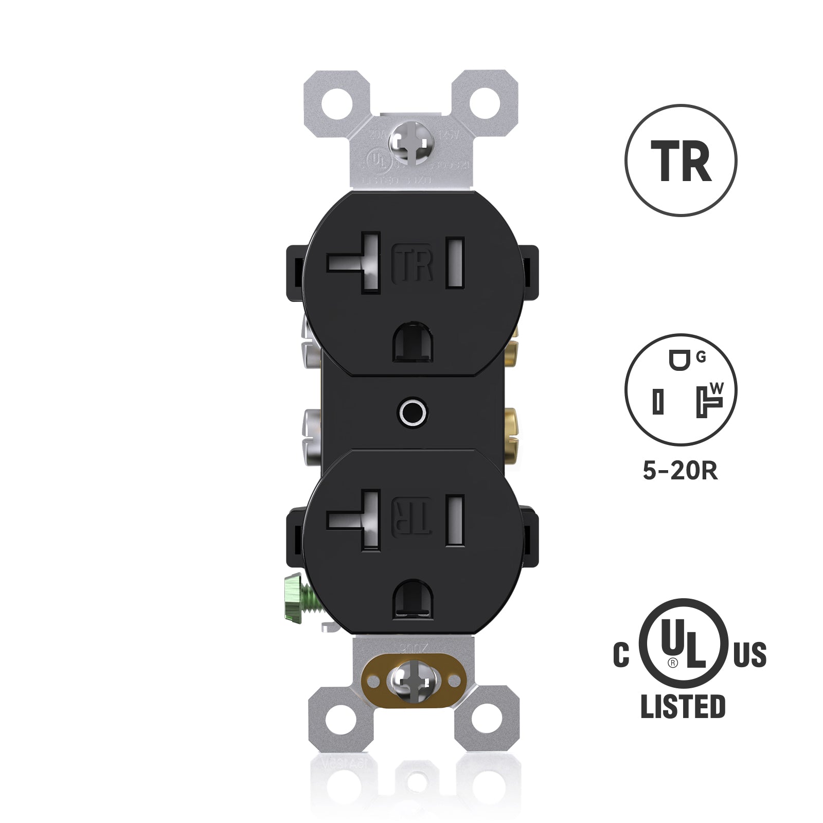 ELEGRP Duplex Outlets, 20A 125V, TR & WR, Tamper-Resistant and Weatherproof, 2 Pole 3 Wire, Back and Side Wiring, UL Listed