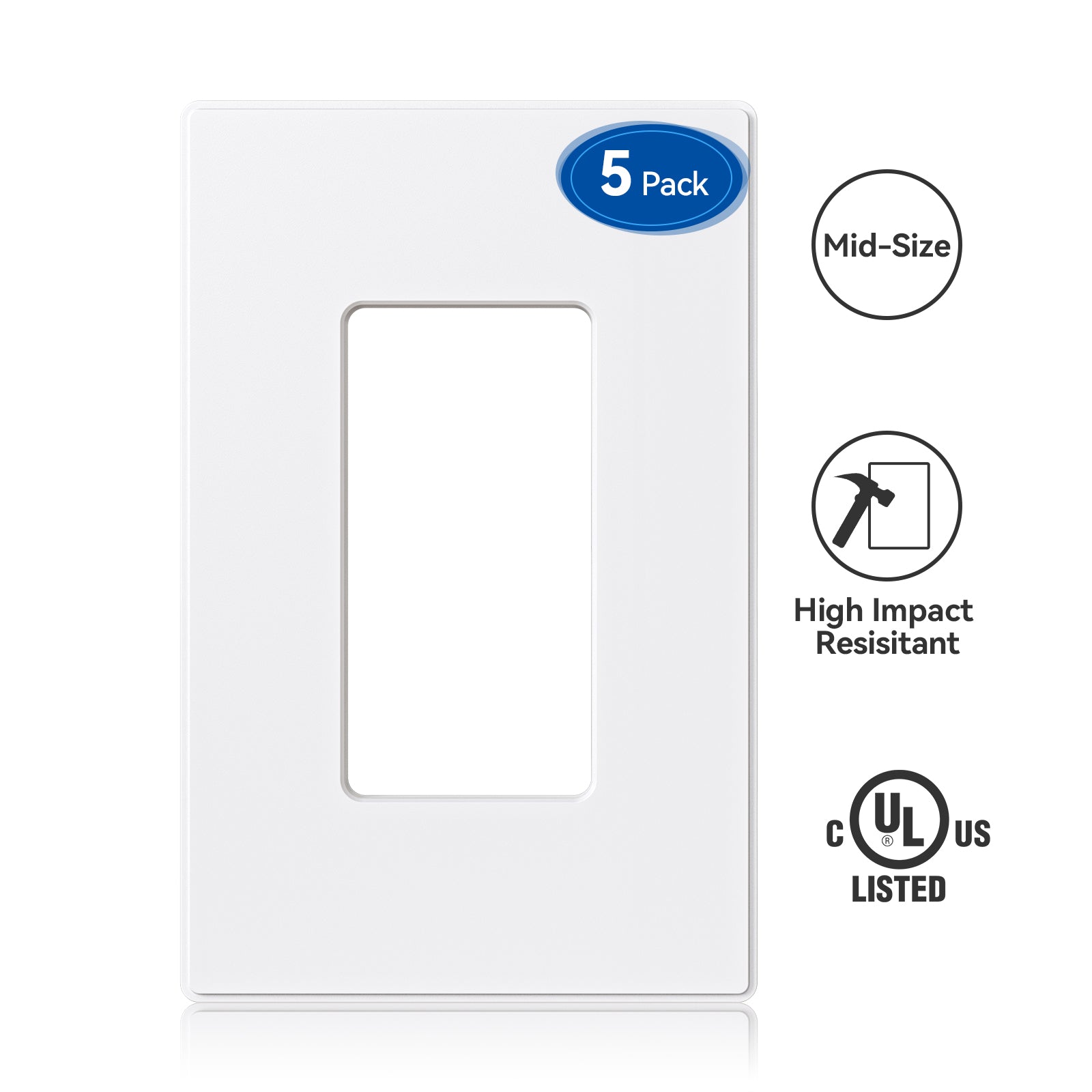 ELEGRP Screwless Decorative Receptacle Wall Plate Covers, Matte Finish, 1-Gang, 2-Gang, 3-Gang , Unbreakable Thermoplastic