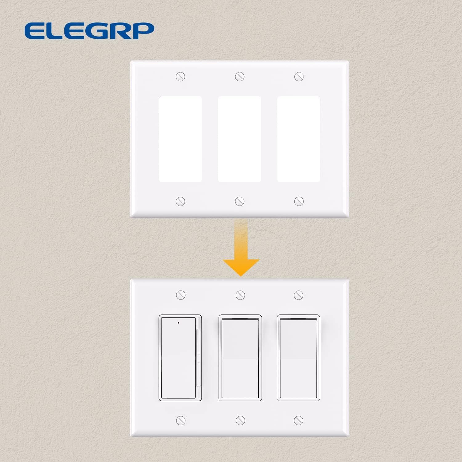 ELEGRP Glossy  1-Gang 2-Gang 3-GangMid-Size Wall Plate, 5 Pack