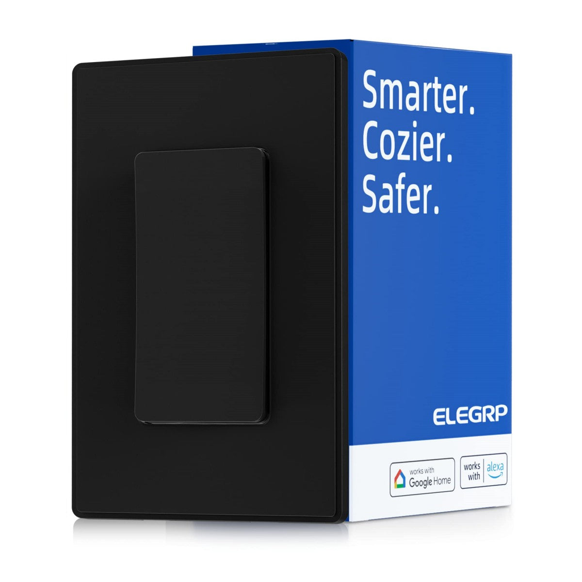 ELEGRP Smart Light Switch, Single Pole or 3-Way, 2.4GHz Wi-Fi Switch, Voice Control with Alexa & Google Assistant, Remote Control & Scheduling