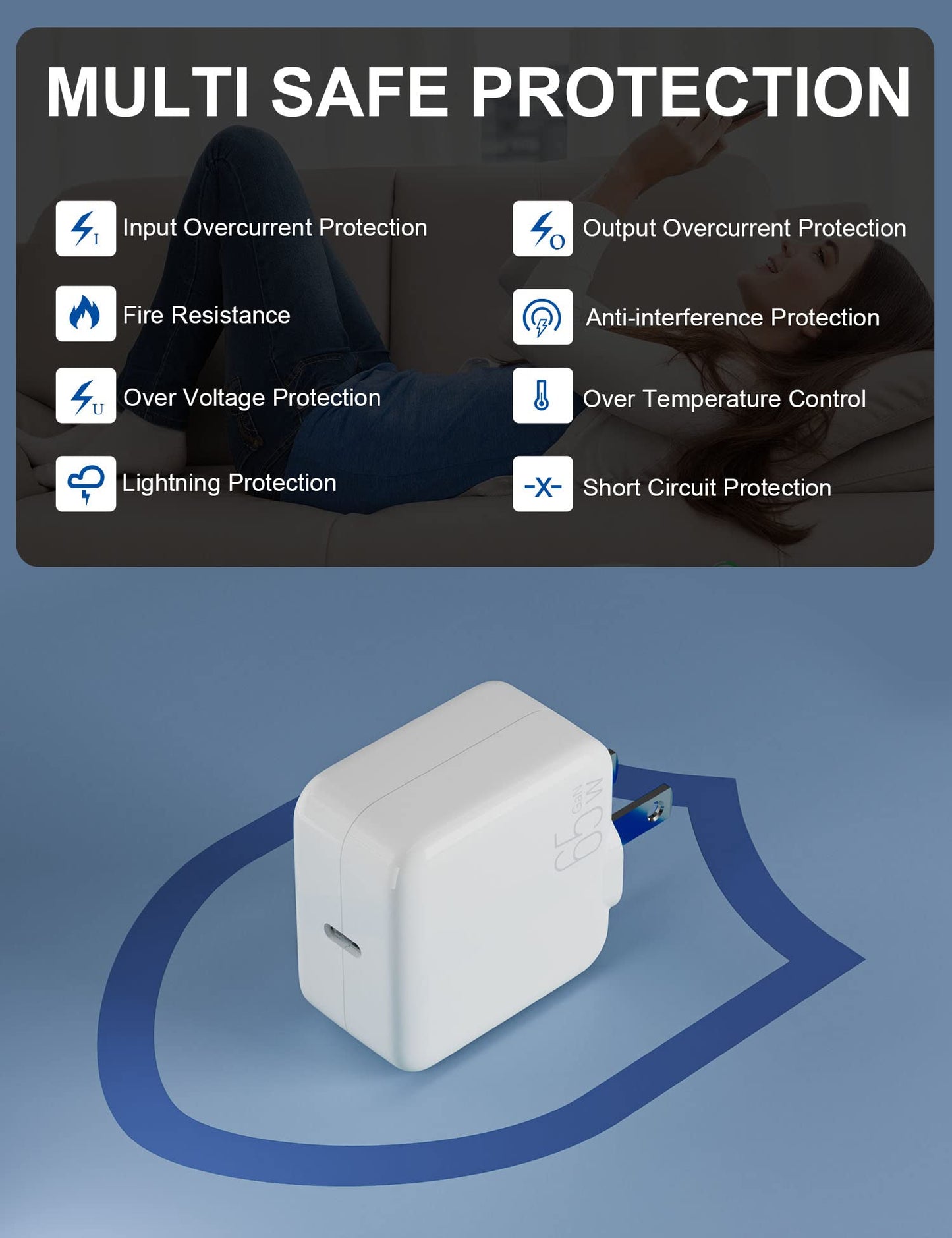 ELEGRP 65W USB C GaN Charger Cube, PD Power Delivery Fast Type C Charging Block, Wall Charger with Foldable Plug for iPhone 14/13/12/11, XS/XR/X, iPad, MacBook Pro, Pixel, Galaxy and More