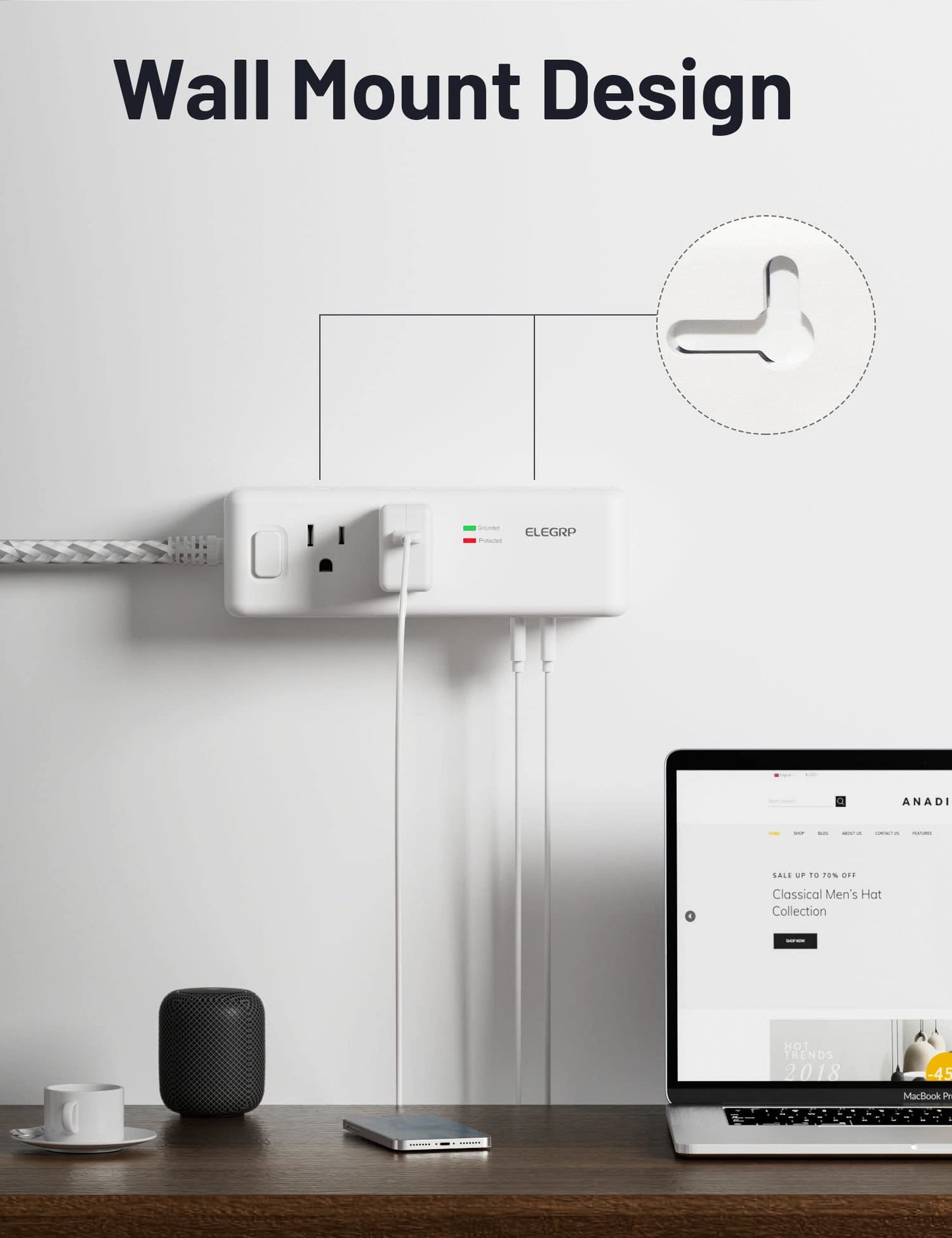 ELEGRP Travel Power Strip