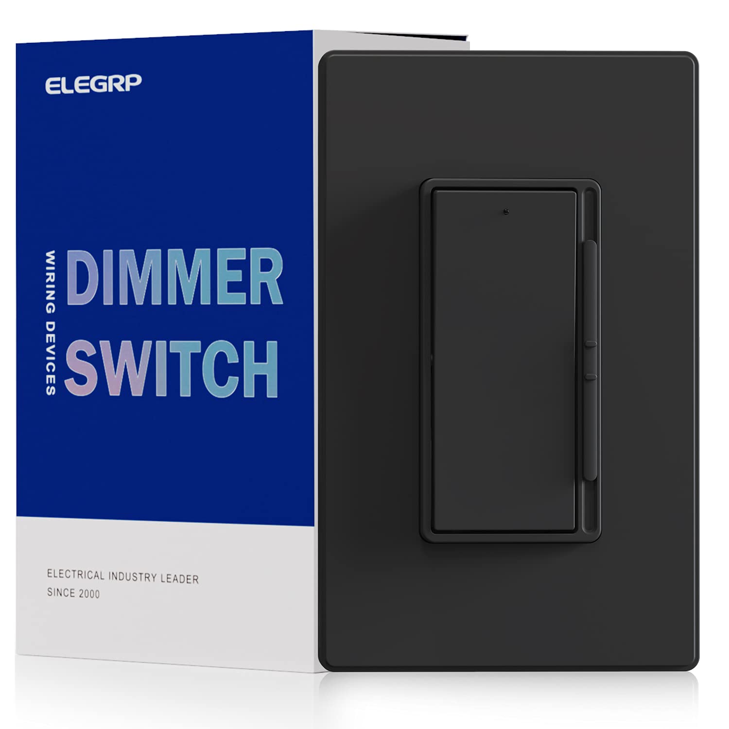 ELEGRP Digital Slide Dimmer Switch, Single-Pole/3-Way, for LED, CFL, Incandescent Bulbs, Wall Plate Included, UL Listed