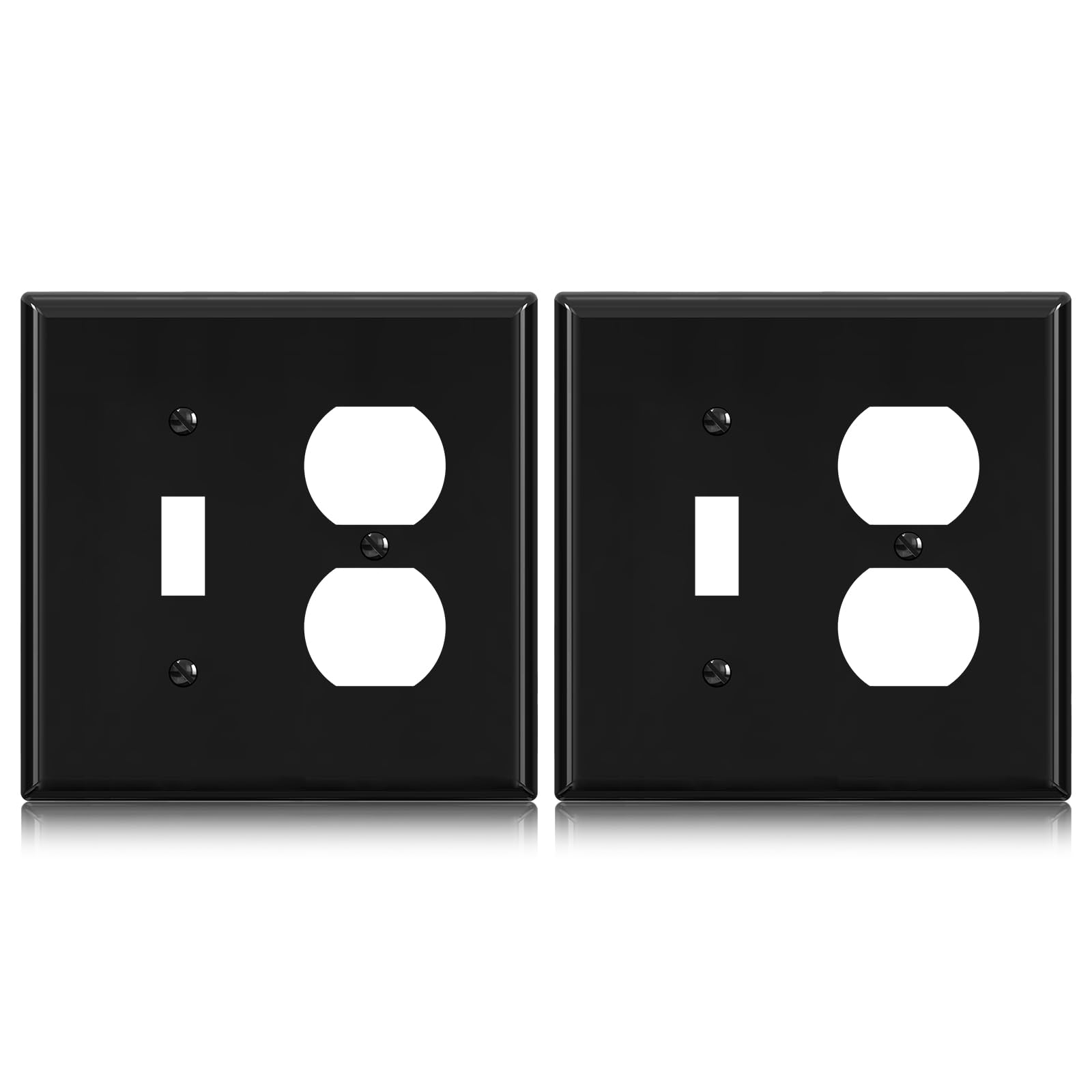 ELEGRP 1-Toggle Light Switch & 1-Duplex Outlet Wall Plate Cover, Mid-Size 4.88" x 4.94", Unbreakable Thermoplastic, Gloss Finish, UL Listed