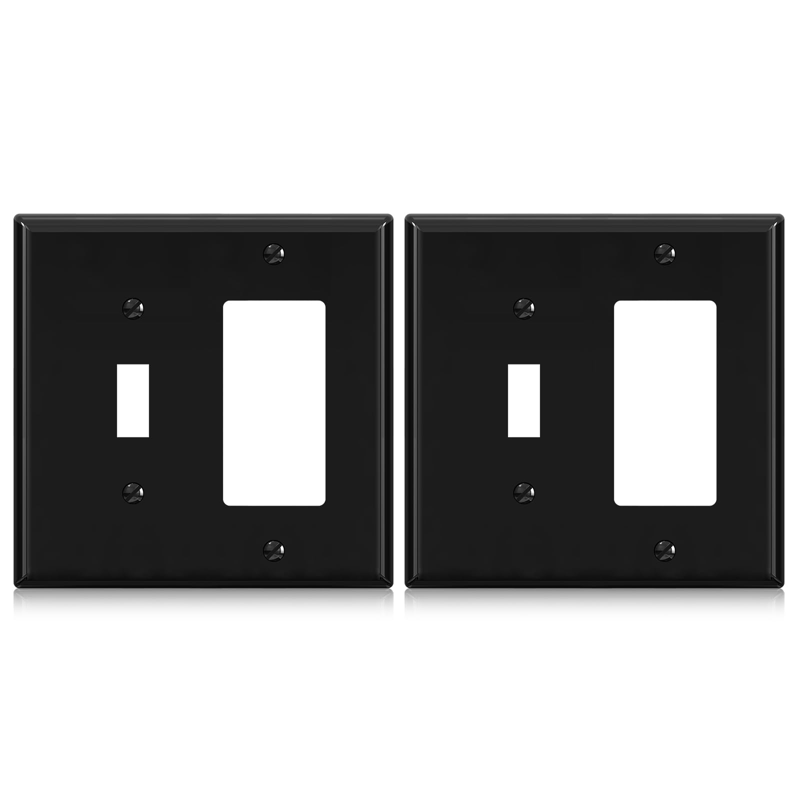 ELEGRP 2-Gang Wall Plate, 1-Toggle Light Switch & 1-Decorator/GFCI Outlet, Mid-Size 4.88" x 4.94", Unbreakable Thermoplastic, UL Listed
