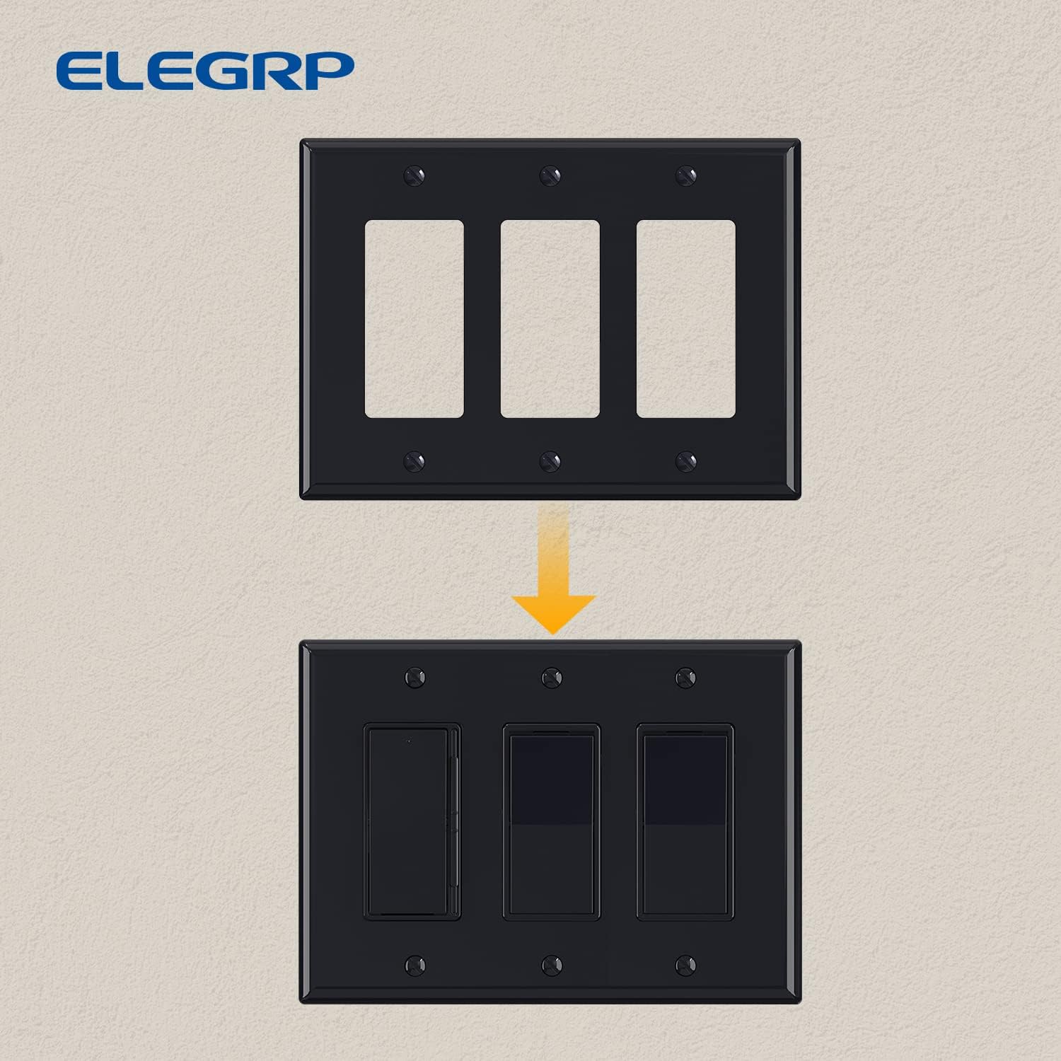 ELEGRP Glossy  1-Gang 2-Gang 3-GangMid-Size Wall Plate, 5 Pack