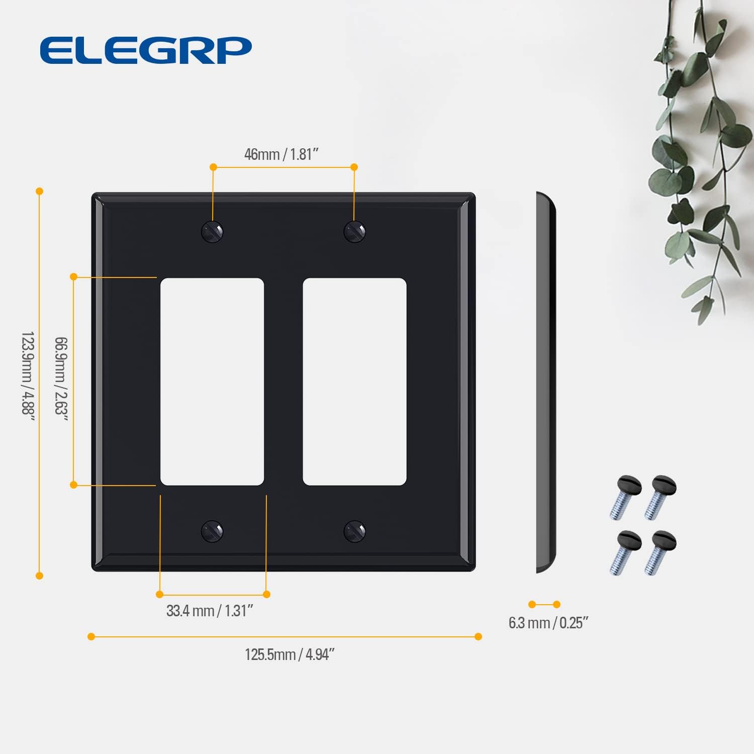 ELEGRP Glossy  1-Gang 2-Gang 3-GangMid-Size Wall Plate, 5 Pack