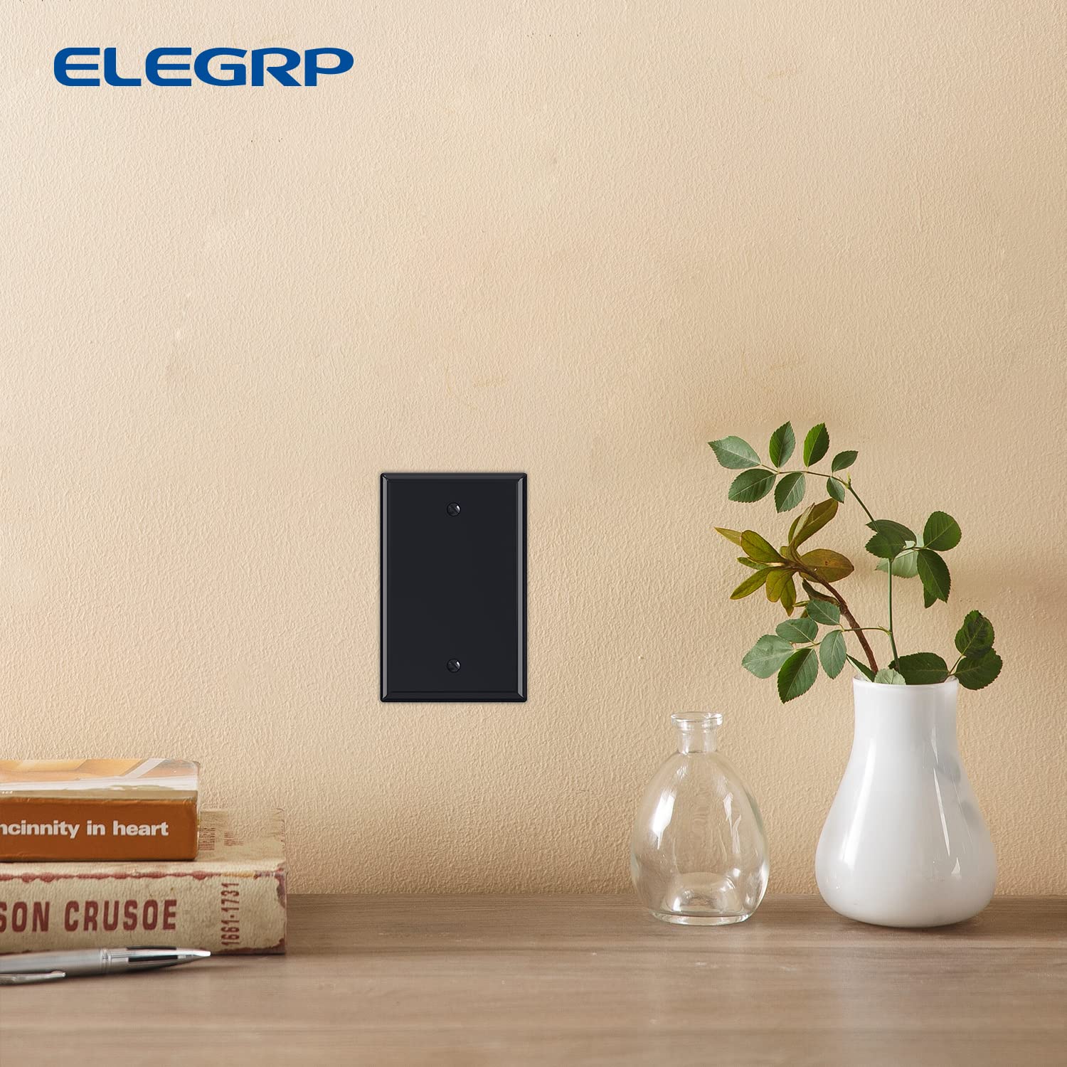 ELEGRP Blank Wall Plate Cover, Durable Polycarbonate, Glossy Finish, Easy Installation, 1-Gang & 2-Gang, UL Listed