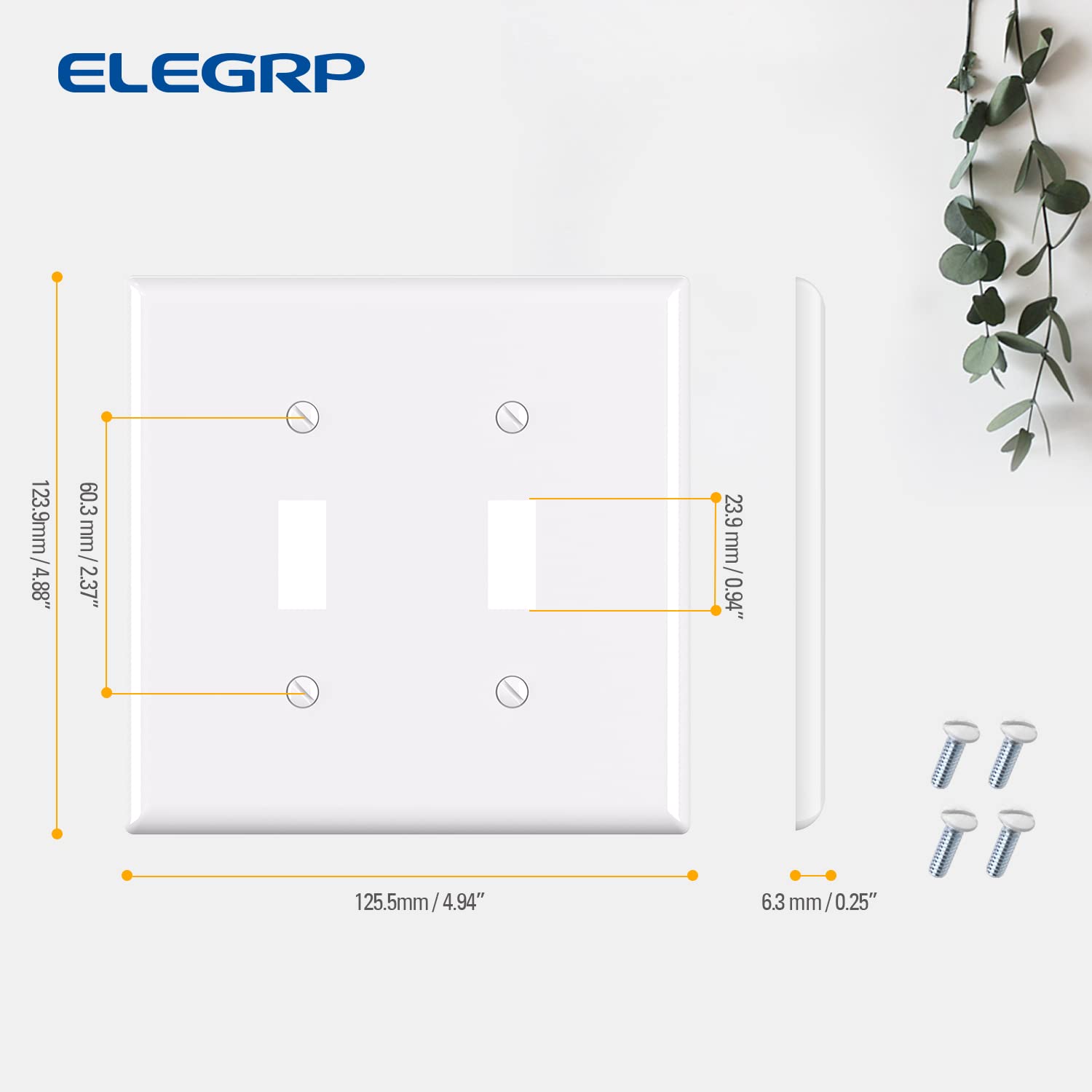 ELEGRP Toggle Switch Wall Plates, Mid-Size 1-Gang & 2-Gang Unbreakable Thermoplastic Covers for Toggle Dimmer Switches, UL Listed