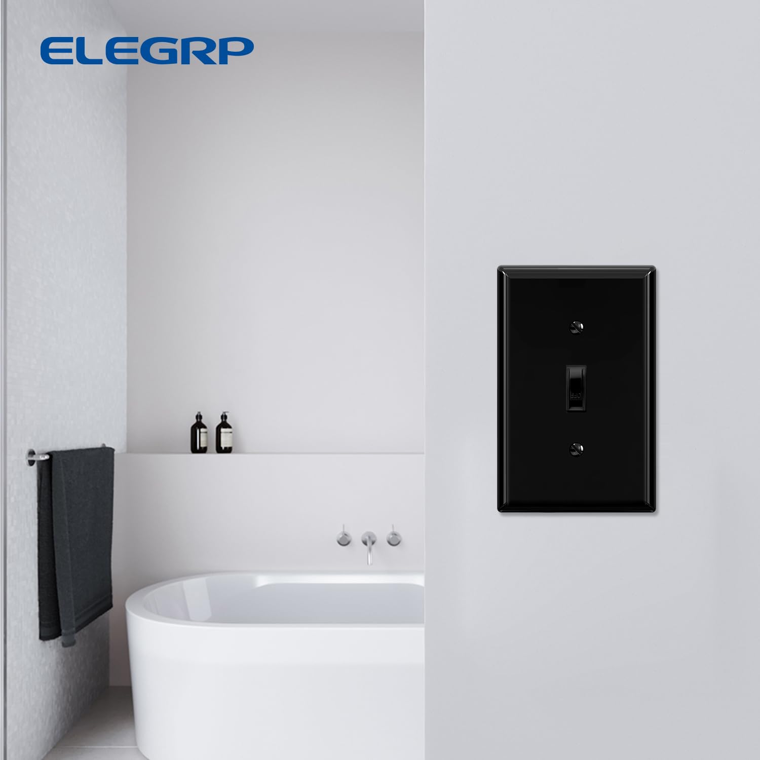ELEGRP Toggle Switch Wall Plates, Mid-Size 1-Gang & 2-Gang Unbreakable Thermoplastic Covers for Toggle Dimmer Switches, UL Listed