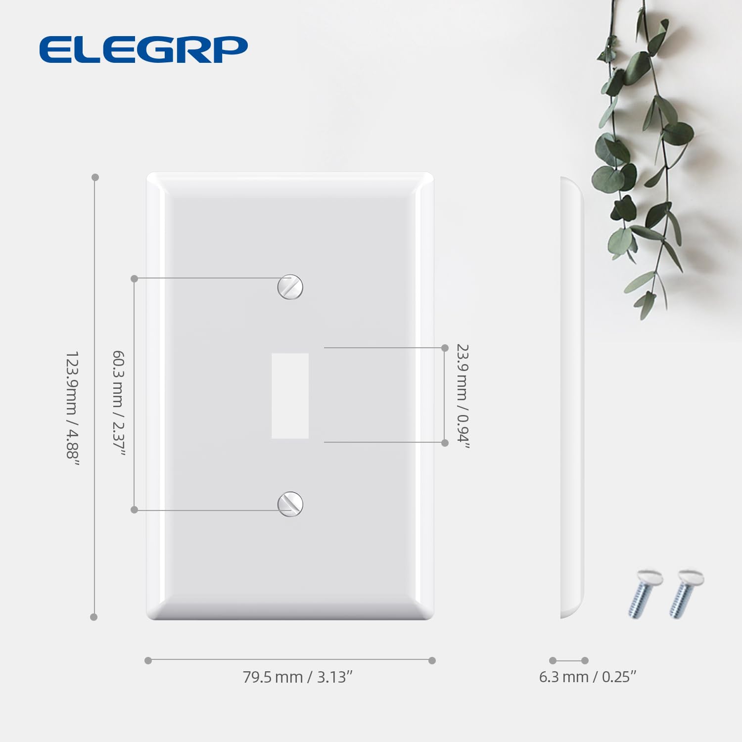ELEGRP Toggle Switch Wall Plates, Mid-Size 1-Gang & 2-Gang Unbreakable Thermoplastic Covers for Toggle Dimmer Switches, UL Listed