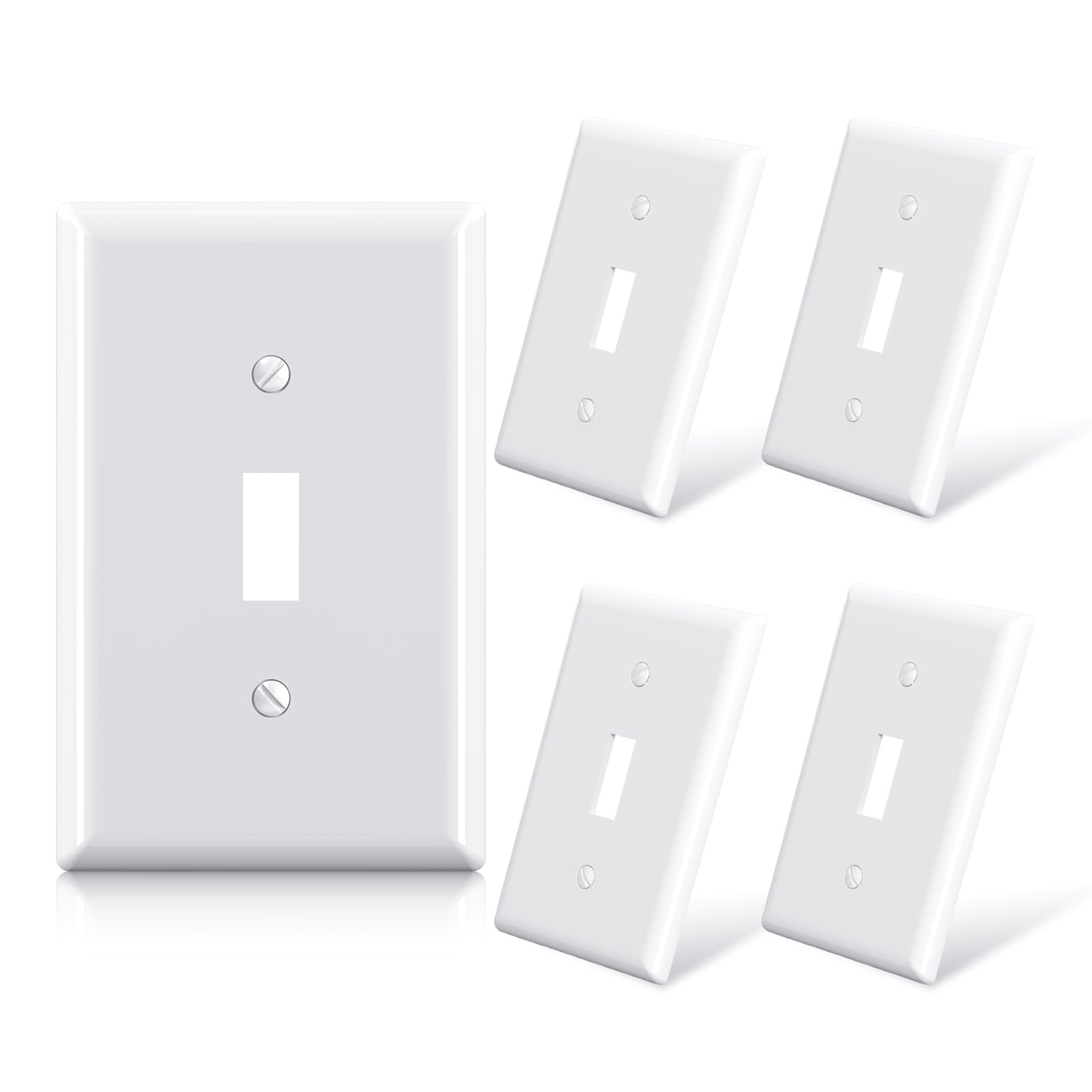 ELEGRP Toggle Switch Wall Plates, Mid-Size 1-Gang & 2-Gang Unbreakable Thermoplastic Covers for Toggle Dimmer Switches, UL Listed