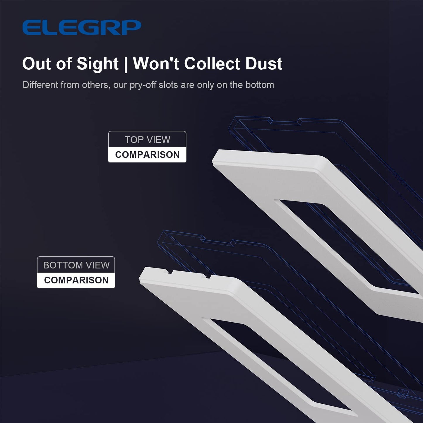 ELEGRP Screwless Decorative Receptacle Wall Plate Covers, Matte Finish, 1-Gang, 2-Gang, 3-Gang , Unbreakable Thermoplastic