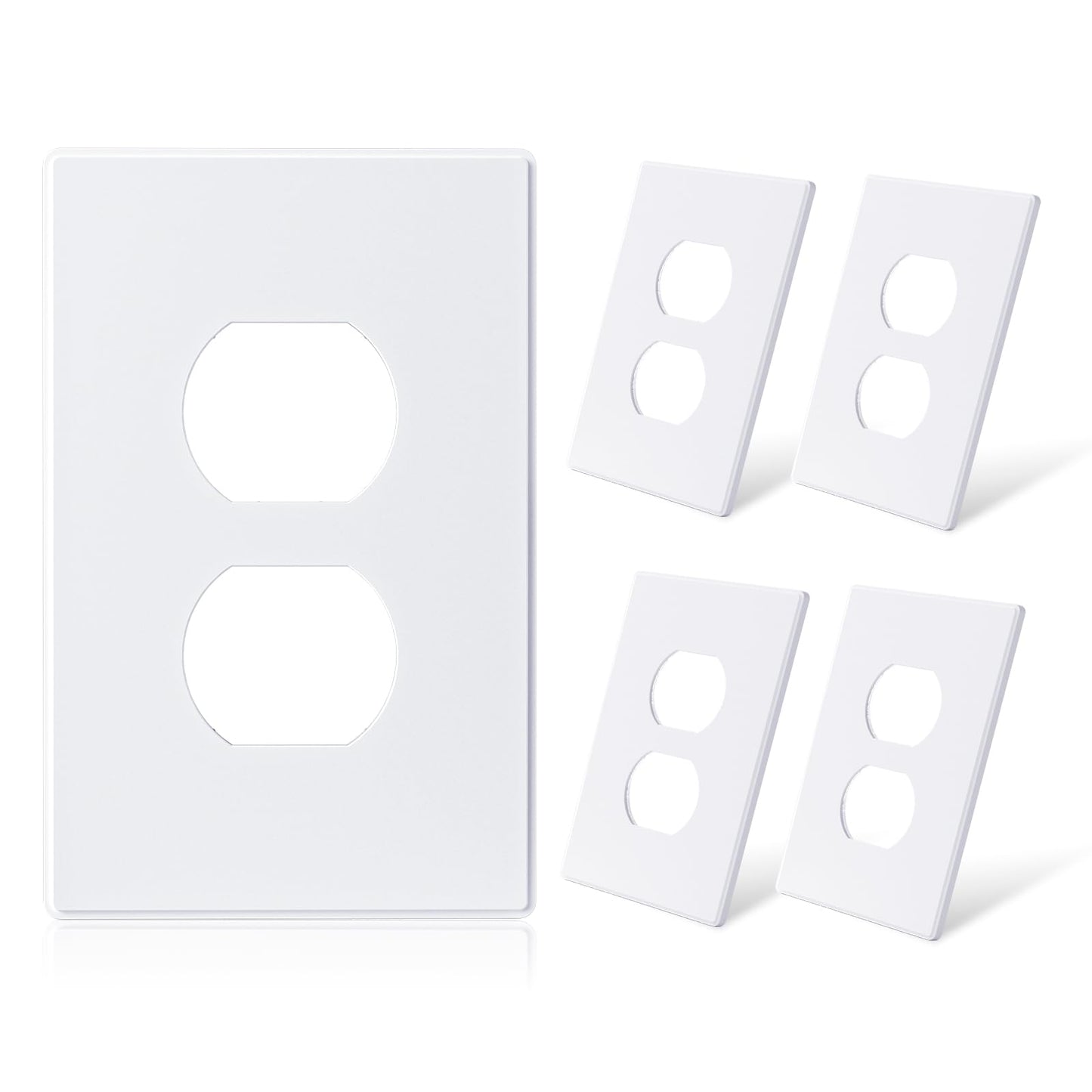 ELEGRP 1-Gang Screwless Duplex Wall Plates, Mid-Size, Unbreakable Thermoplastic Faceplate Cover for Duplex & Toggle Switches, UL Listed