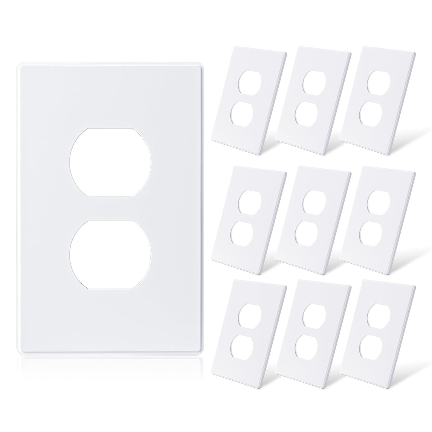ELEGRP 1-Gang Screwless Duplex Wall Plates, Mid-Size, Unbreakable Thermoplastic Faceplate Cover for Duplex & Toggle Switches, UL Listed