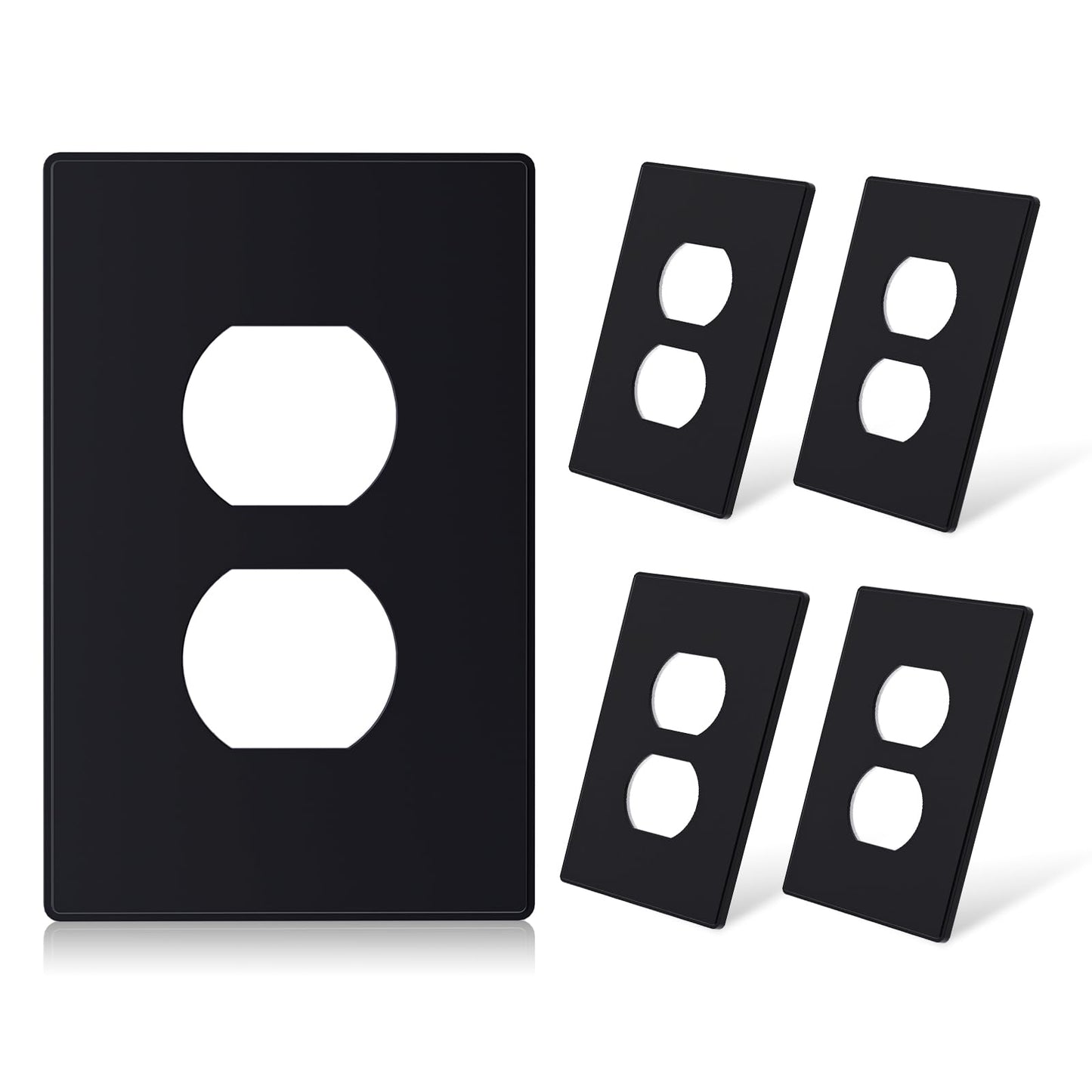 ELEGRP 1-Gang Screwless Duplex Wall Plates, Mid-Size, Unbreakable Thermoplastic Faceplate Cover for Duplex & Toggle Switches, UL Listed