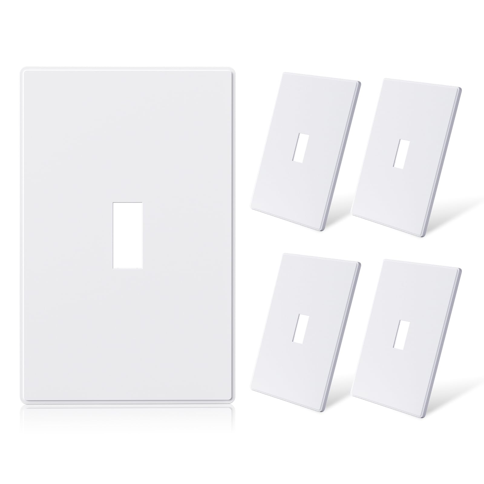 ELEGRP 1-Gang Screwless Toggle Wall Plates , Mid-Size, Unbreakable Thermoplastic, Matte Finish, UL Listed