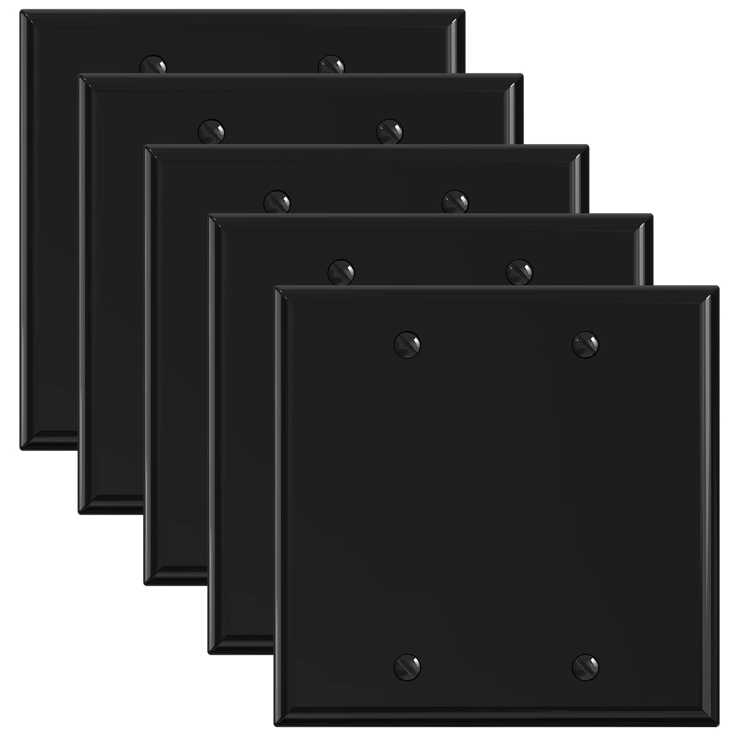 ELEGRP Blank Wall Plate Cover, Durable Polycarbonate, Glossy Finish, Easy Installation, 1-Gang & 2-Gang, UL Listed