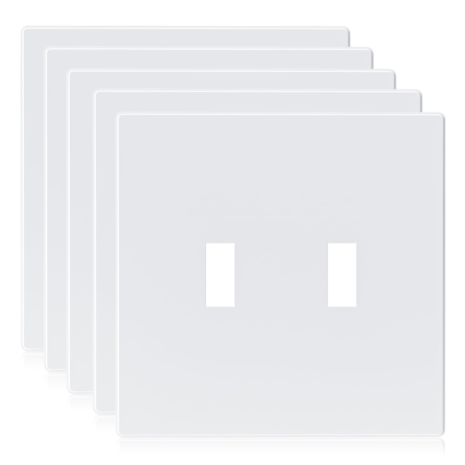 ELEGRP  2-Gang Screwless Toggle Wall Plates, Mid-Size, Unbreakable Thermoplastic Faceplate Cover for Toggle Switches & Dimmer Switches, UL Listed