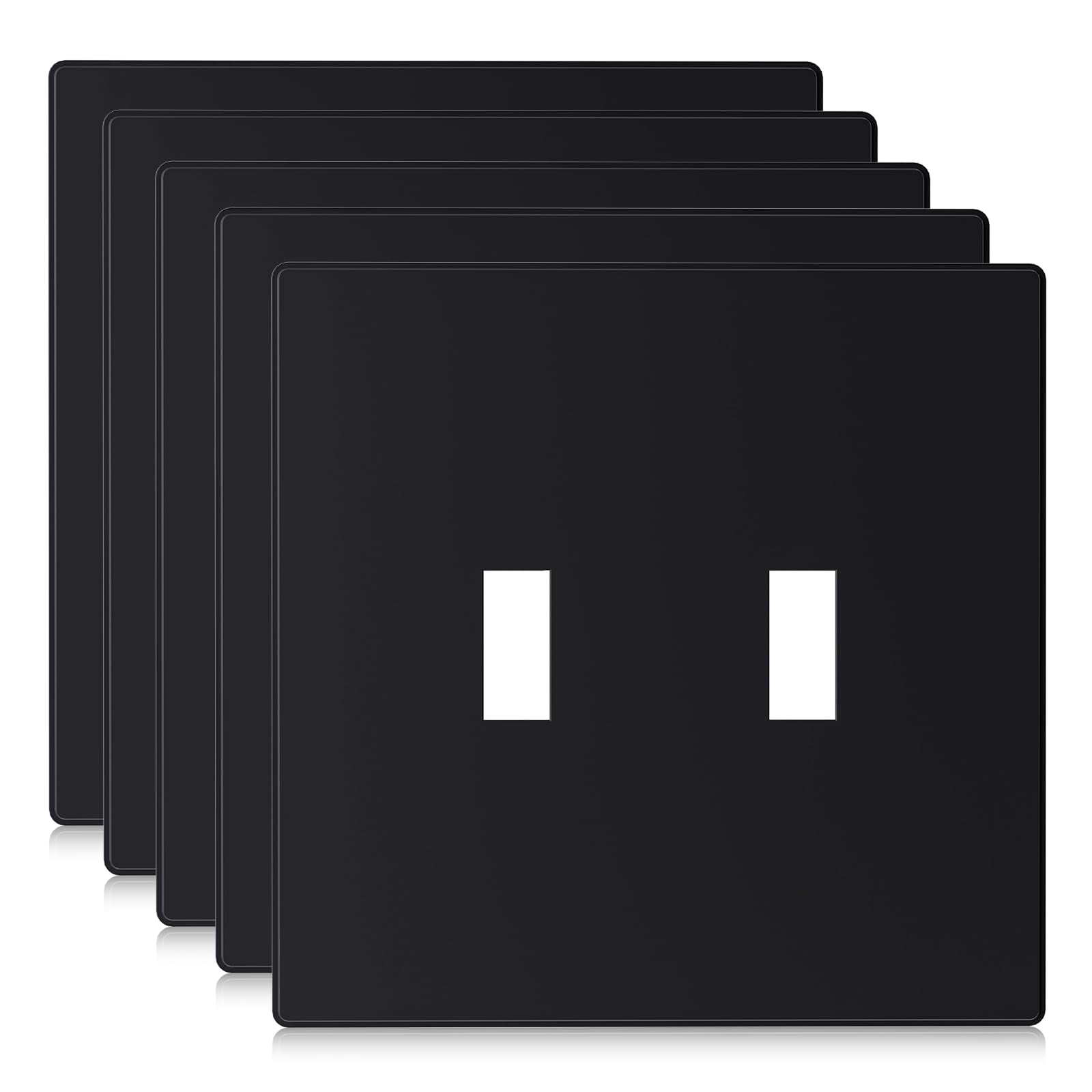 ELEGRP  2-Gang Screwless Toggle Wall Plates, Mid-Size, Unbreakable Thermoplastic Faceplate Cover for Toggle Switches & Dimmer Switches, UL Listed