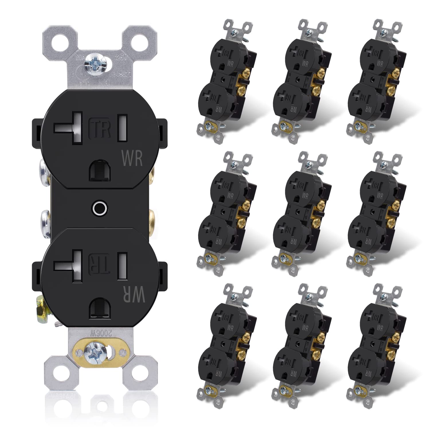ELEGRP Duplex Outlets, 20A 125V, TR & WR, Tamper-Resistant and Weatherproof, 2 Pole 3 Wire, Back and Side Wiring, UL Listed