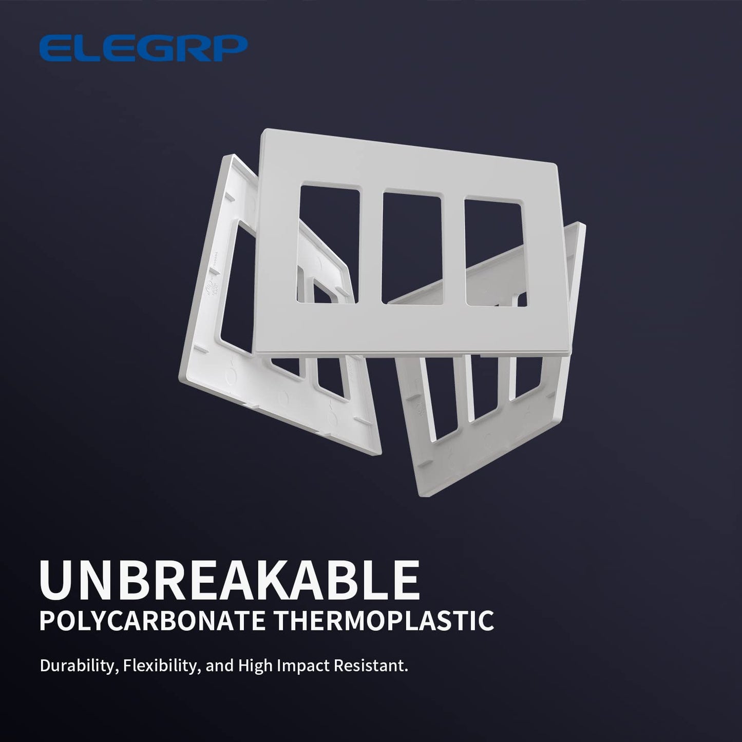 ELEGRP Screwless Decorative Receptacle Wall Plate Covers, Matte Finish, 1-Gang, 2-Gang, 3-Gang , Unbreakable Thermoplastic
