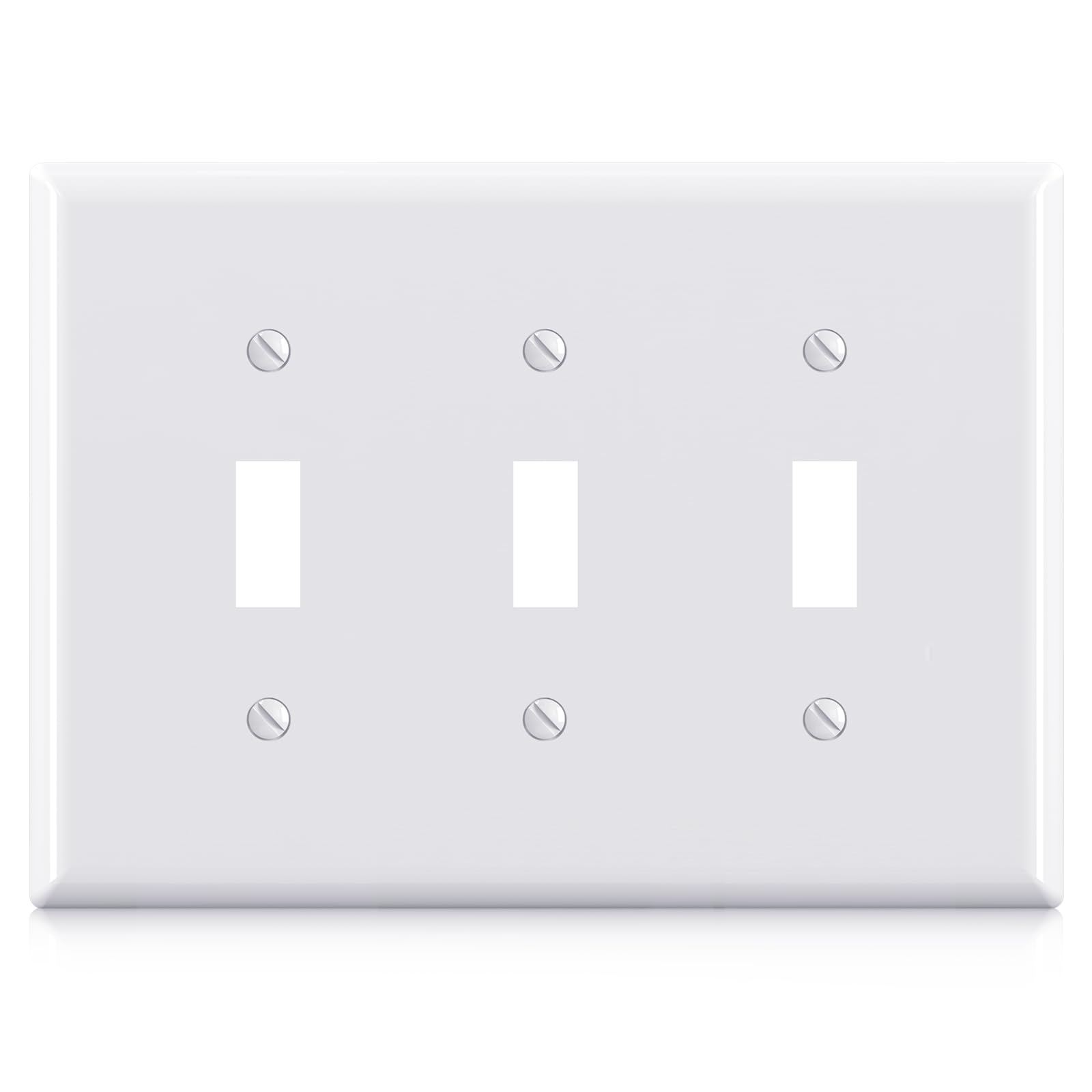 ELEGRP 3-Gang Toggle Switch Wall Plate, Mid-Size, Unbreakable Thermoplastic Cover for Toggle and Dimmer Switches, UL Listed