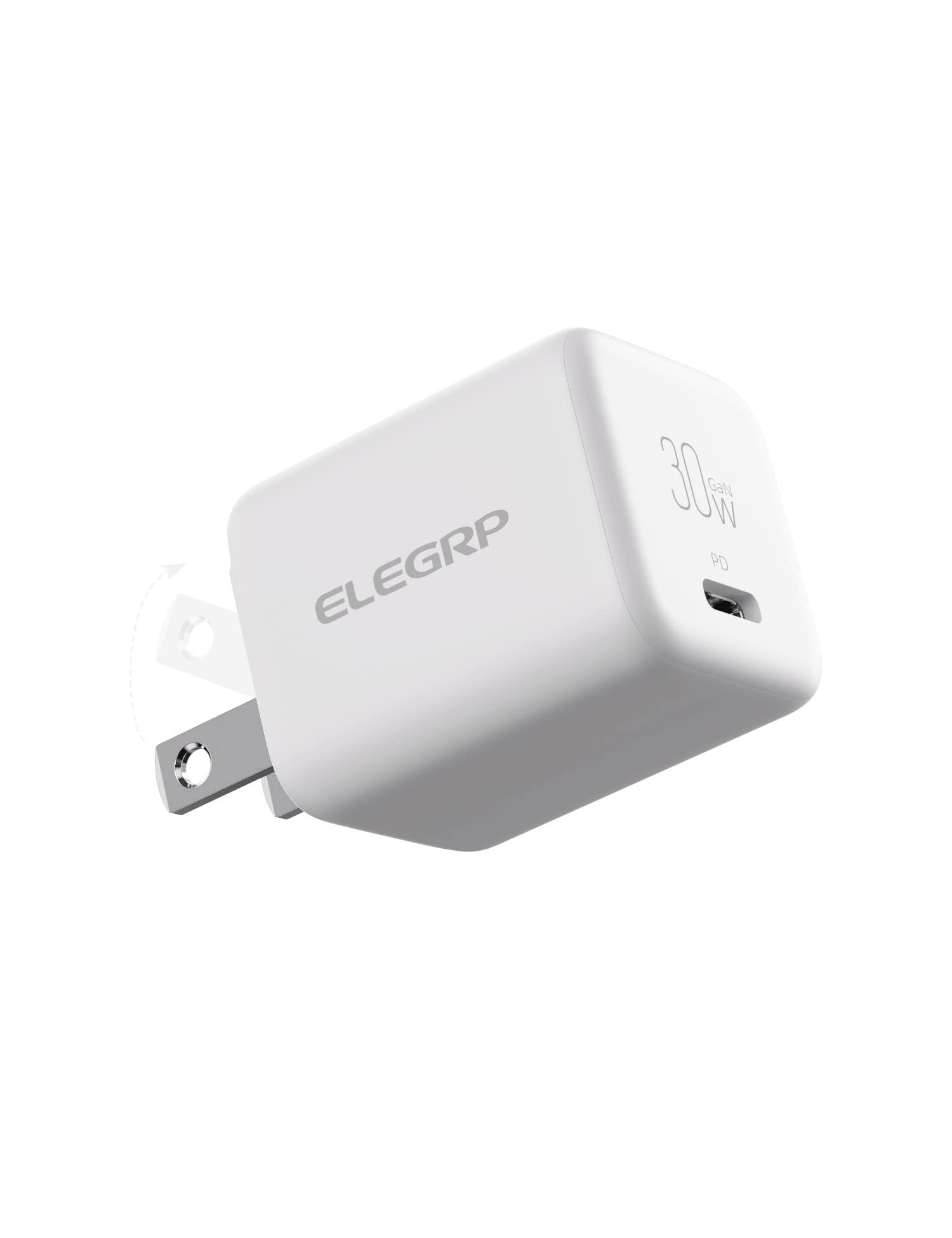 🔥50% OFF🔥 ELEGRP 30W USB C GaN Charger Cube, PD Power Delivery Fast Type C Charging Block, Wall Charger with Foldable Plug for iPhone , iPad, Pixel, AirPods, Galaxy and More