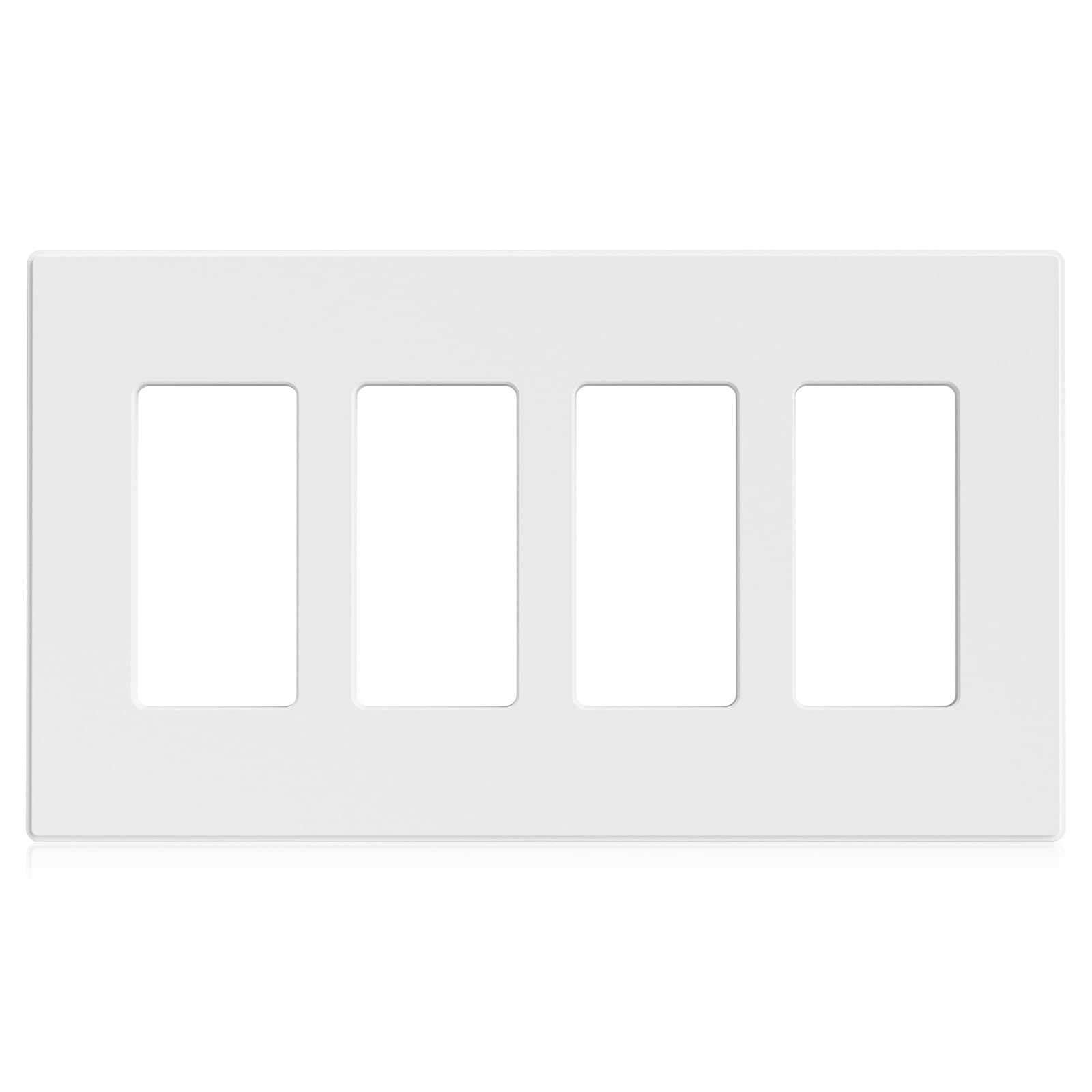 ELEGRP 4-Gang Screwless Decorative Wall Plates, Mid-Size Unbreakable Thermoplastic Faceplate Cover for Decorator Receptacle Outlet Switch, UL Listed