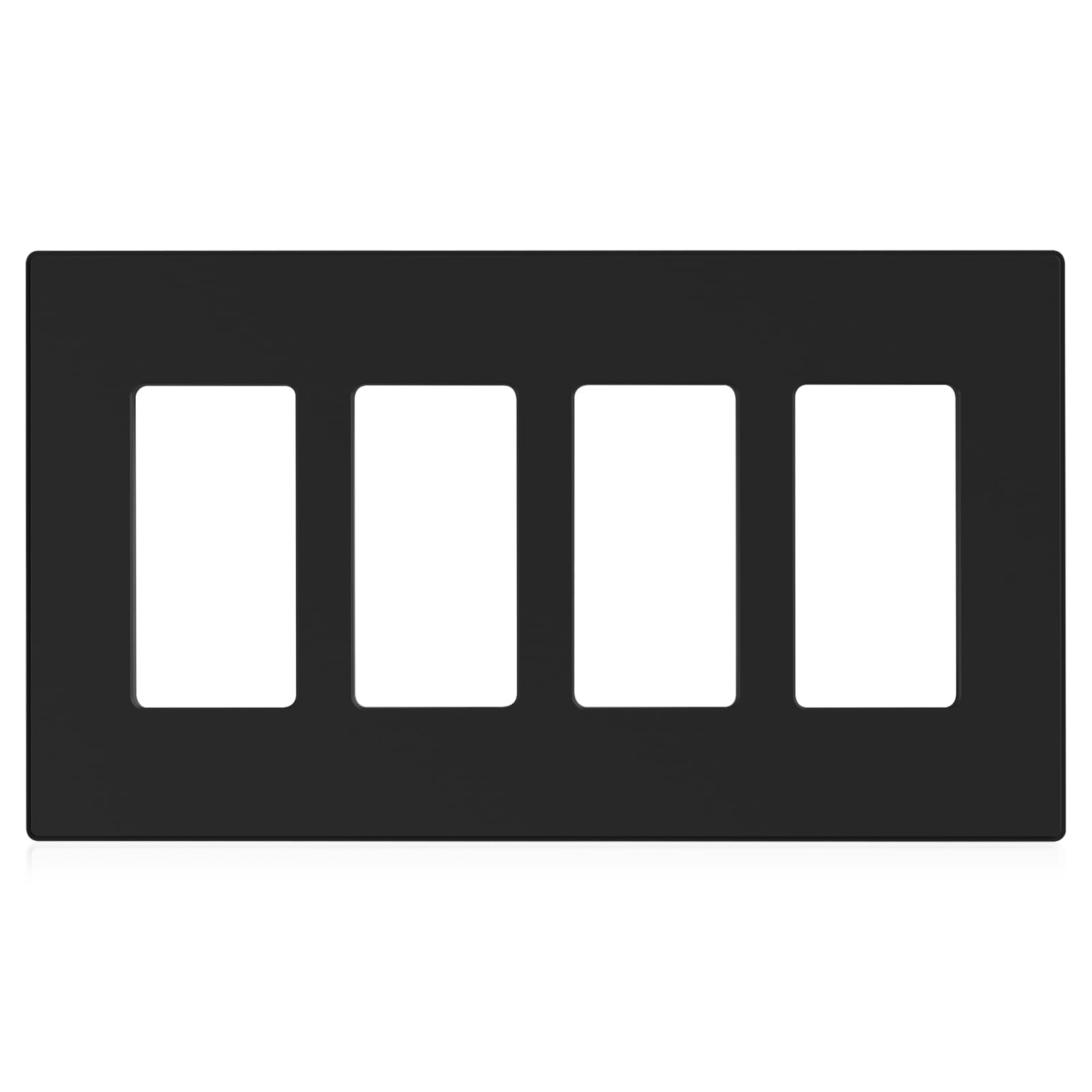 ELEGRP 4-Gang Screwless Decorative Wall Plates, Mid-Size Unbreakable Thermoplastic Faceplate Cover for Decorator Receptacle Outlet Switch, UL Listed