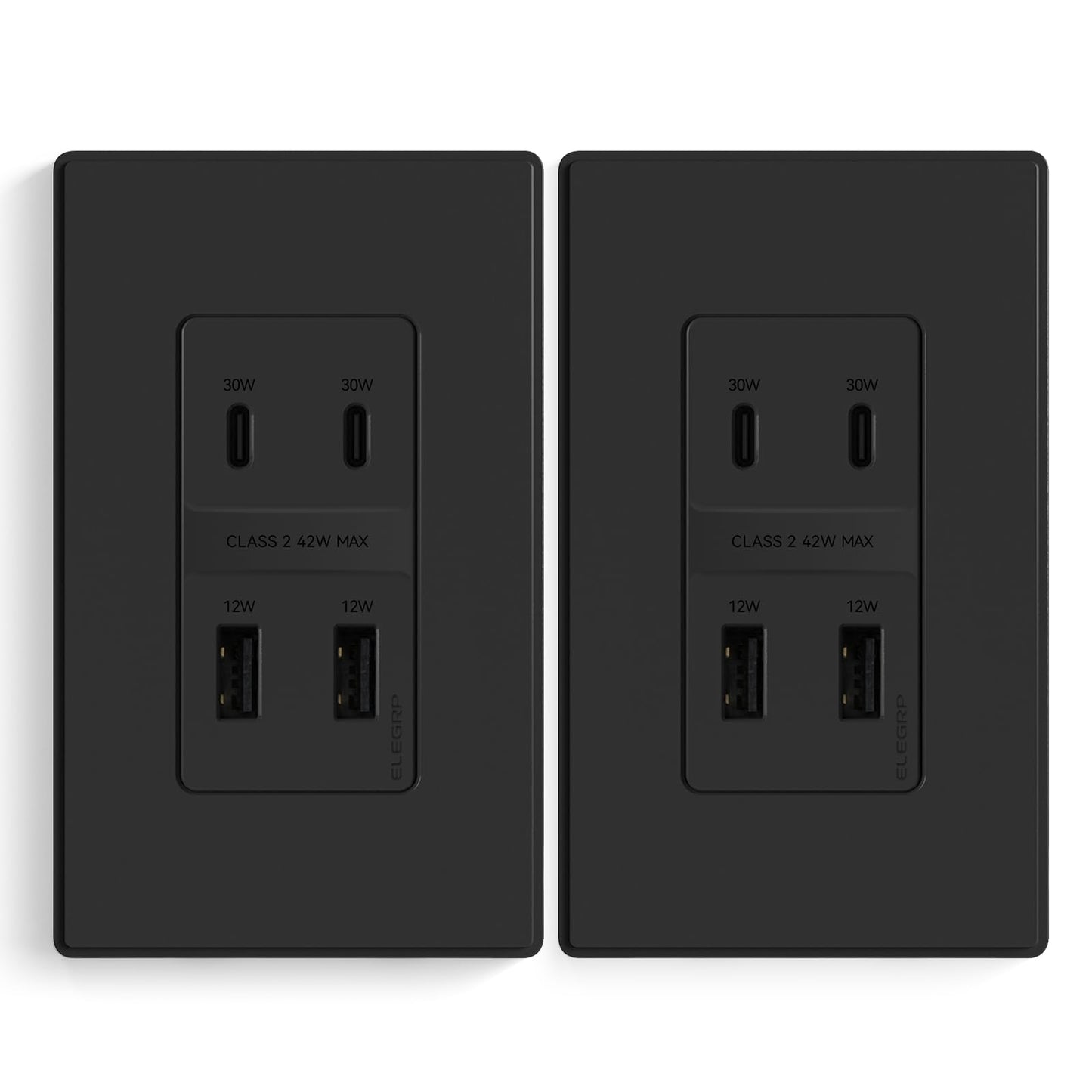 ELEGRP USB Wall Outlet, 3 USB Ports with Dual USB-C, 4.2A Fast Charging, Tamper-Resistant, Wall Plate Included, UL Listed