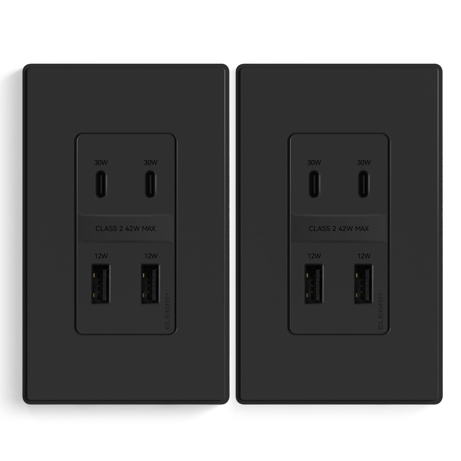 ELEGRP USB Wall Outlet, 3 USB Ports with Dual USB-C, 4.2A Fast Charging, Tamper-Resistant, Wall Plate Included, UL Listed