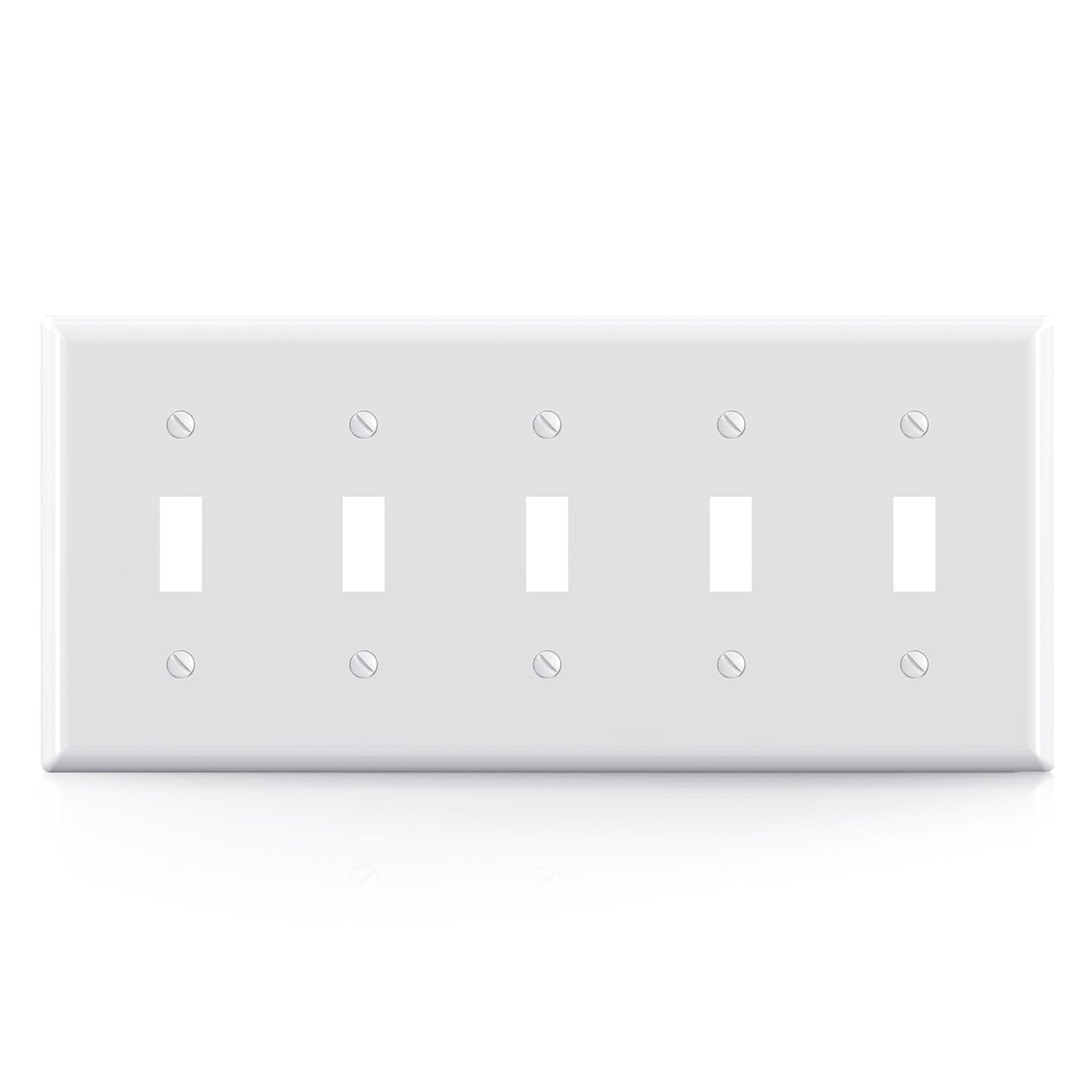 ELEGRP 5-Gang Toggle Switch Wall Plate, Standard Size 4.52" x 10.03", Unbreakable Thermoplastic, Matte Finish, UL Listed (1 Pack)