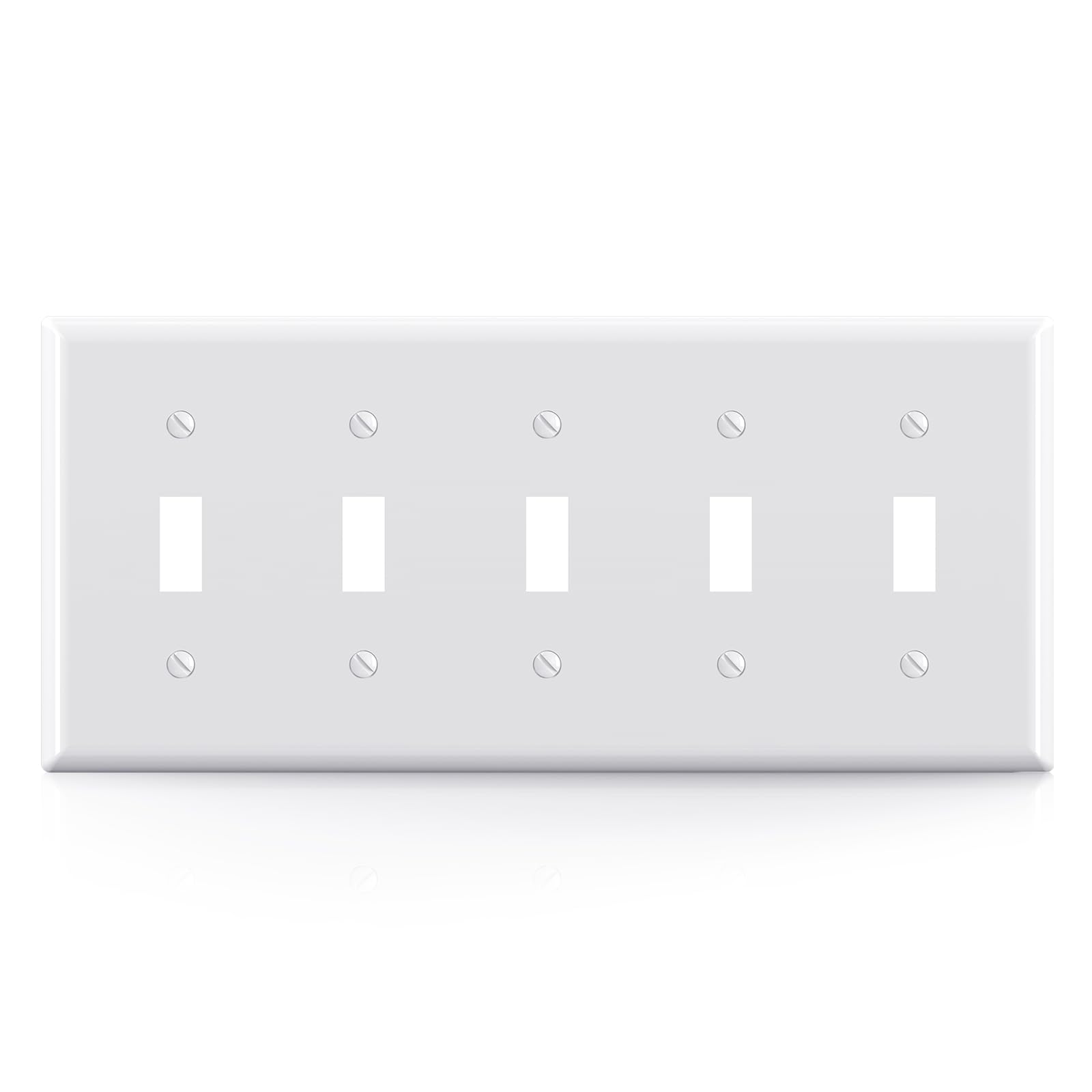 ELEGRP 5-Gang Toggle Switch Wall Plate, Standard Size 4.52" x 10.03", Unbreakable Thermoplastic, UL Listed (1 Pack)
