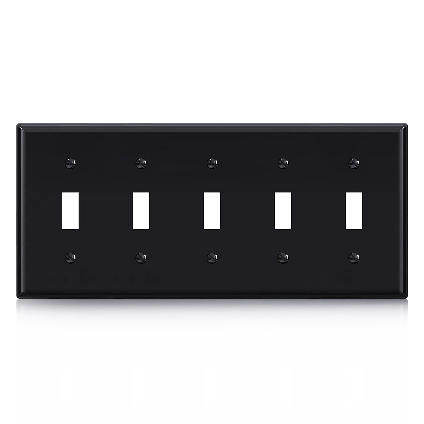 ELEGRP 5-Gang Toggle Switch Wall Plate, Standard Size 4.52" x 10.03", Unbreakable Thermoplastic, Matte Finish, UL Listed (1 Pack)