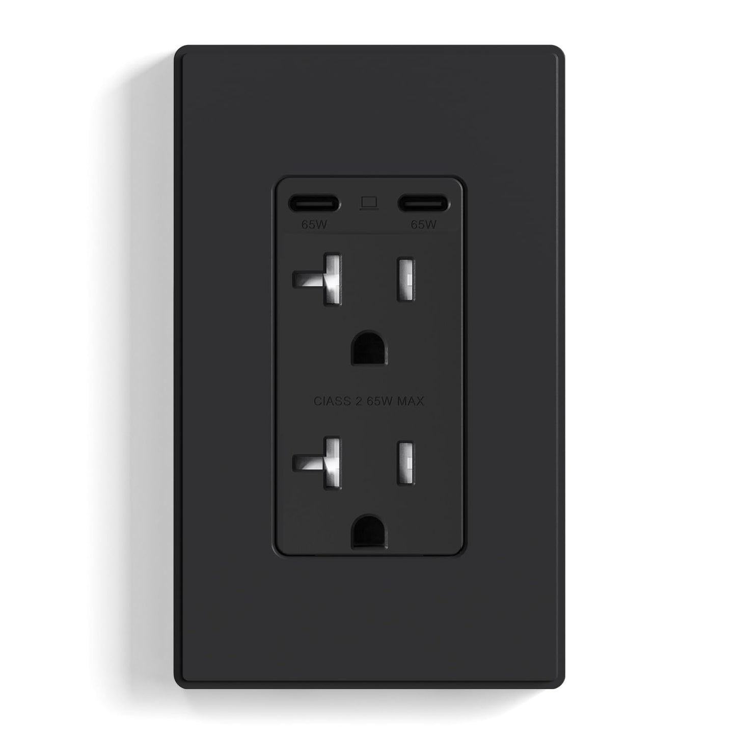 ELEGRP 65W USB-C Outlet Receptacle, Dual USB-C Ports, Ultra-Fast Charging, Tamper-Resistant, Wall Plate Included