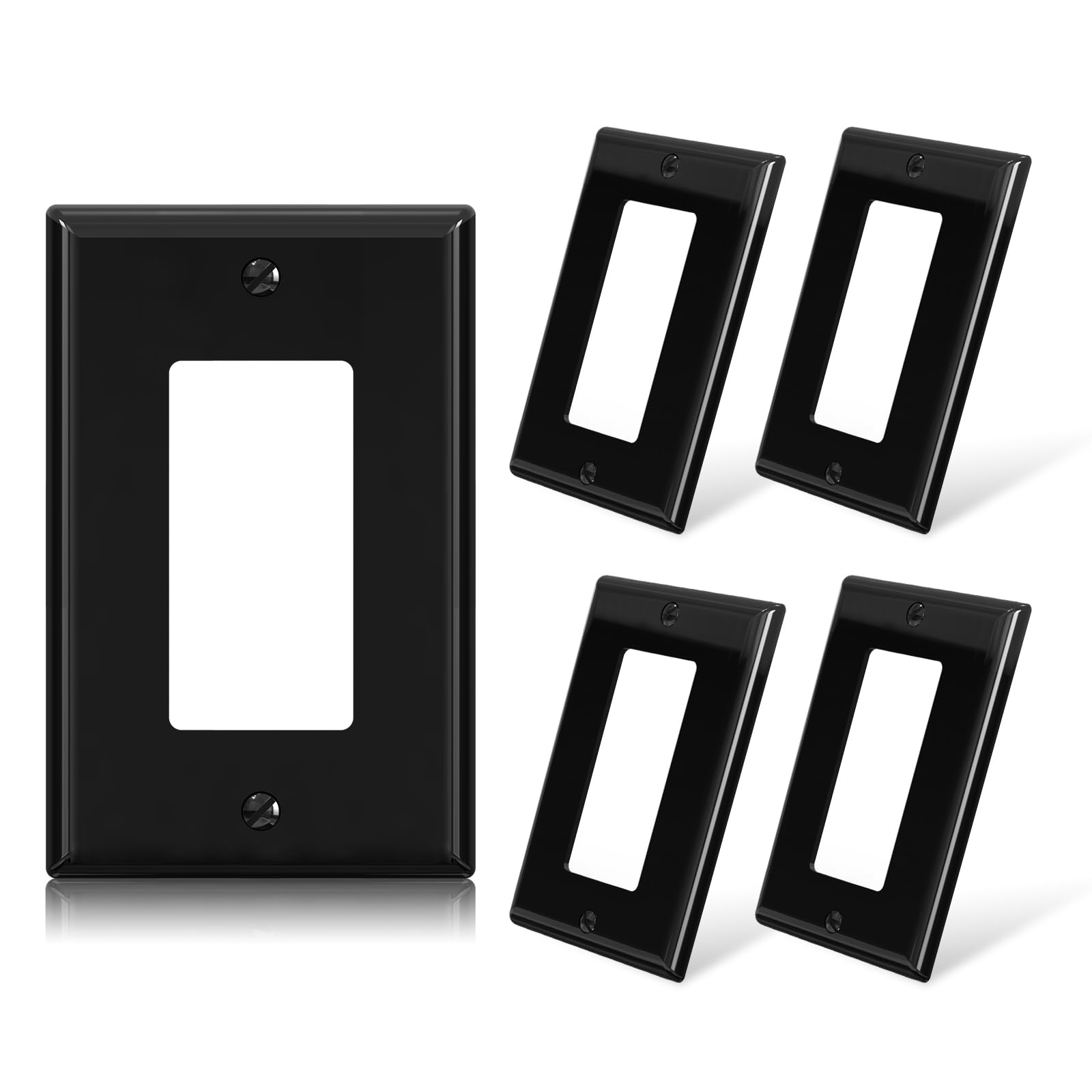ELEGRP Glossy  1-Gang 2-Gang 3-GangMid-Size Wall Plate, 5 Pack