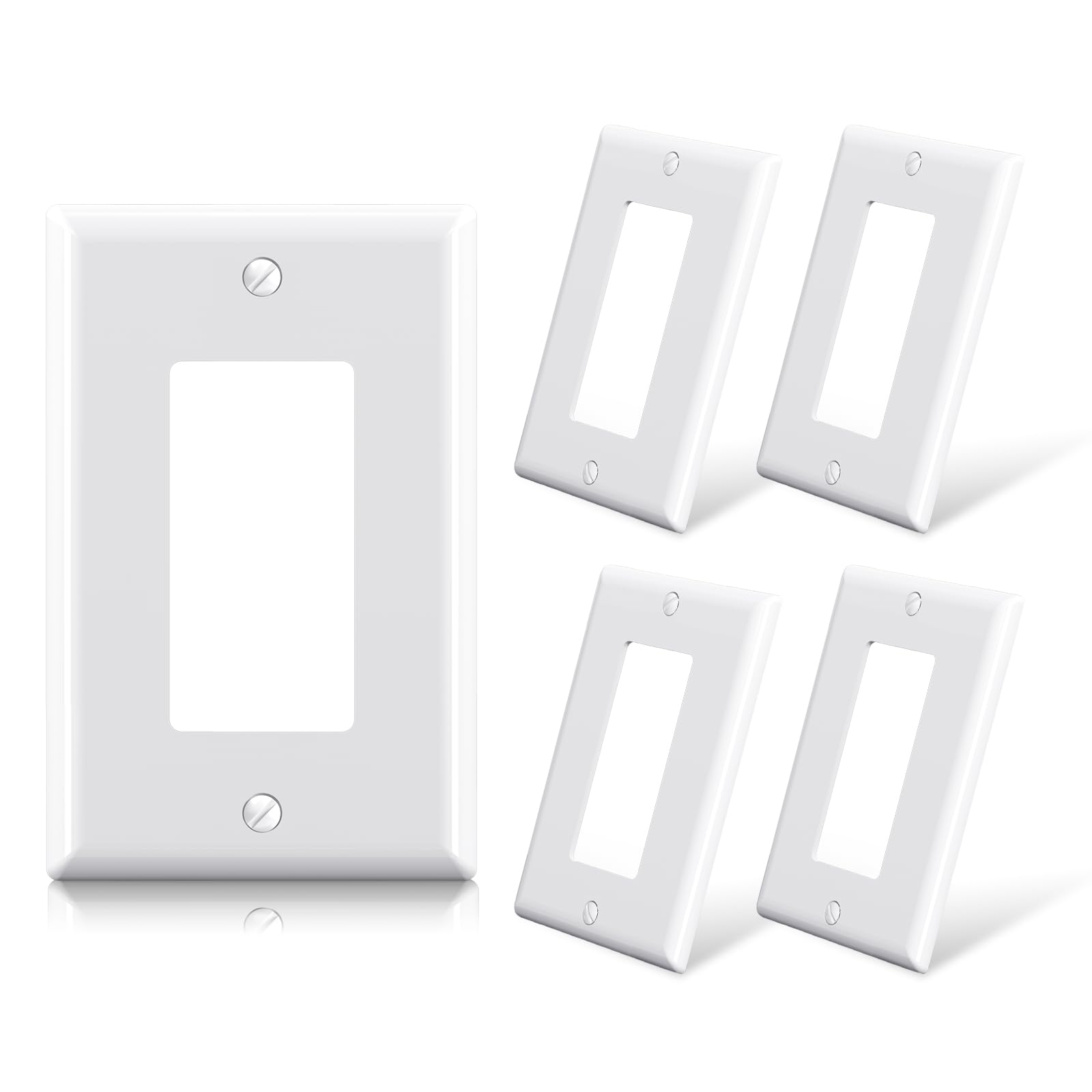 ELEGRP Glossy  1-Gang 2-Gang 3-GangMid-Size Wall Plate, 5 Pack