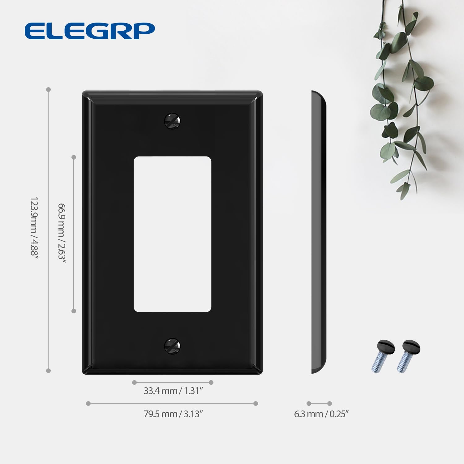 ELEGRP Glossy  1-Gang 2-Gang 3-GangMid-Size Wall Plate, 5 Pack