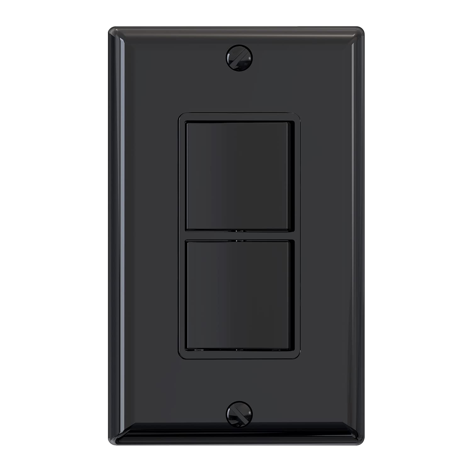 ELEGRP Decorator Double Rocker Light Switch, Two Single Pole Electrical Paddle Switches, 15A 125V, Self-Grounding, Wall Plate Included, UL Listed