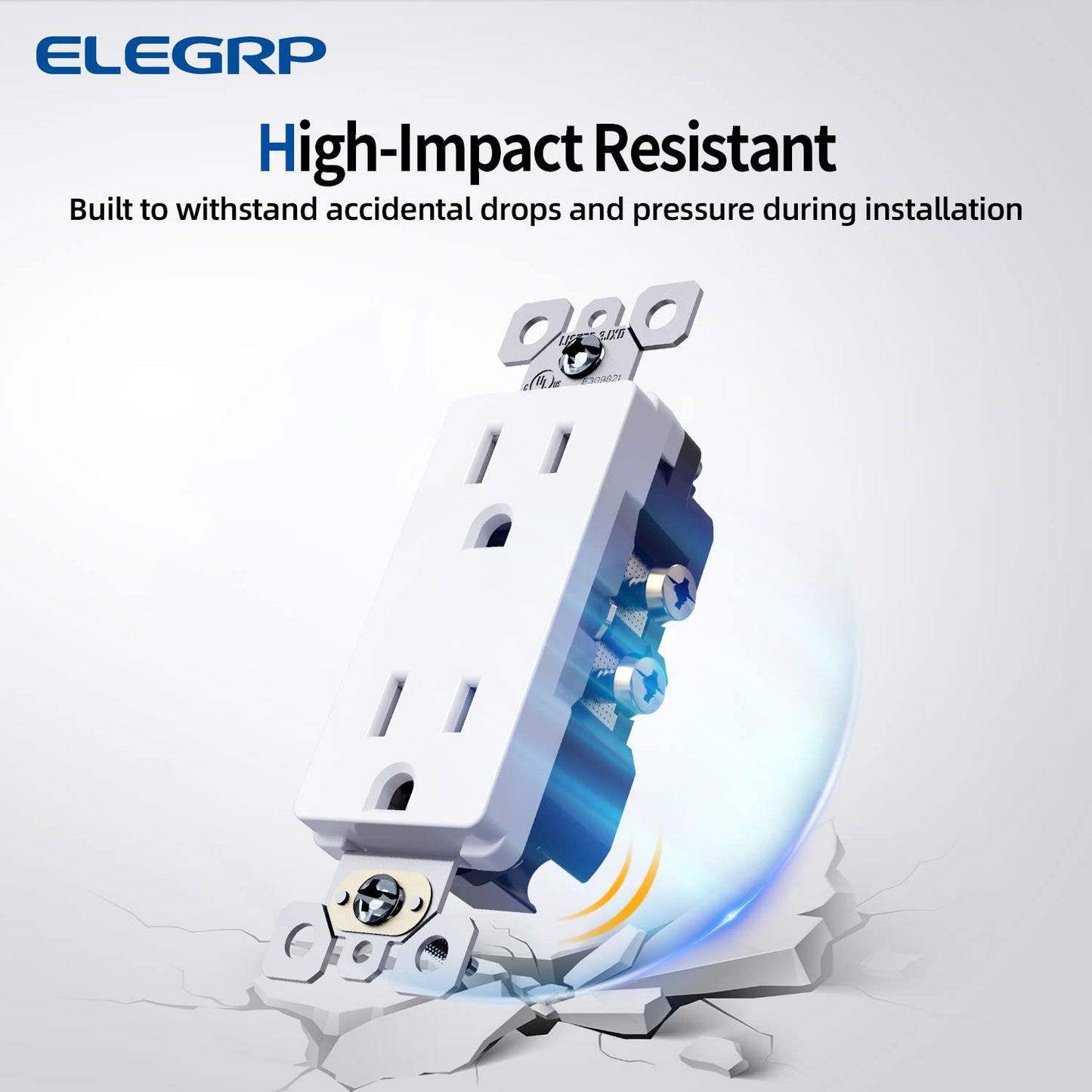ELEGRP Decorative Outlets, 2 Pole 3 Wire Grounding, 15A 125V, TR or Standard Receptacle for Residential Use, Matte Finish (10 Pack)