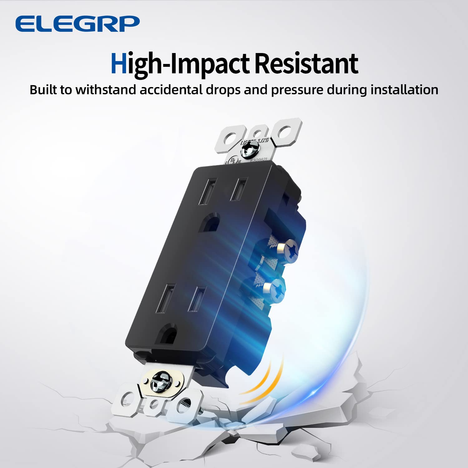 ELEGRP Decorator Receptacle, 15A 125V Standard Electrical Outlet, 2 Pole 3 Wire, Non-Tamper Resistant, Self-Grounding, NEMA 5-15R (10 Pack)