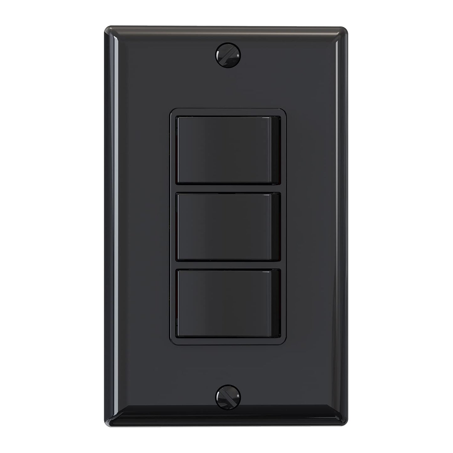 ELEGRP Combination Light Switch, 3 Single Pole Decorative Switches, 15A 125V, Wall Plate Included, Durable Thermoplastic, Easy Installation