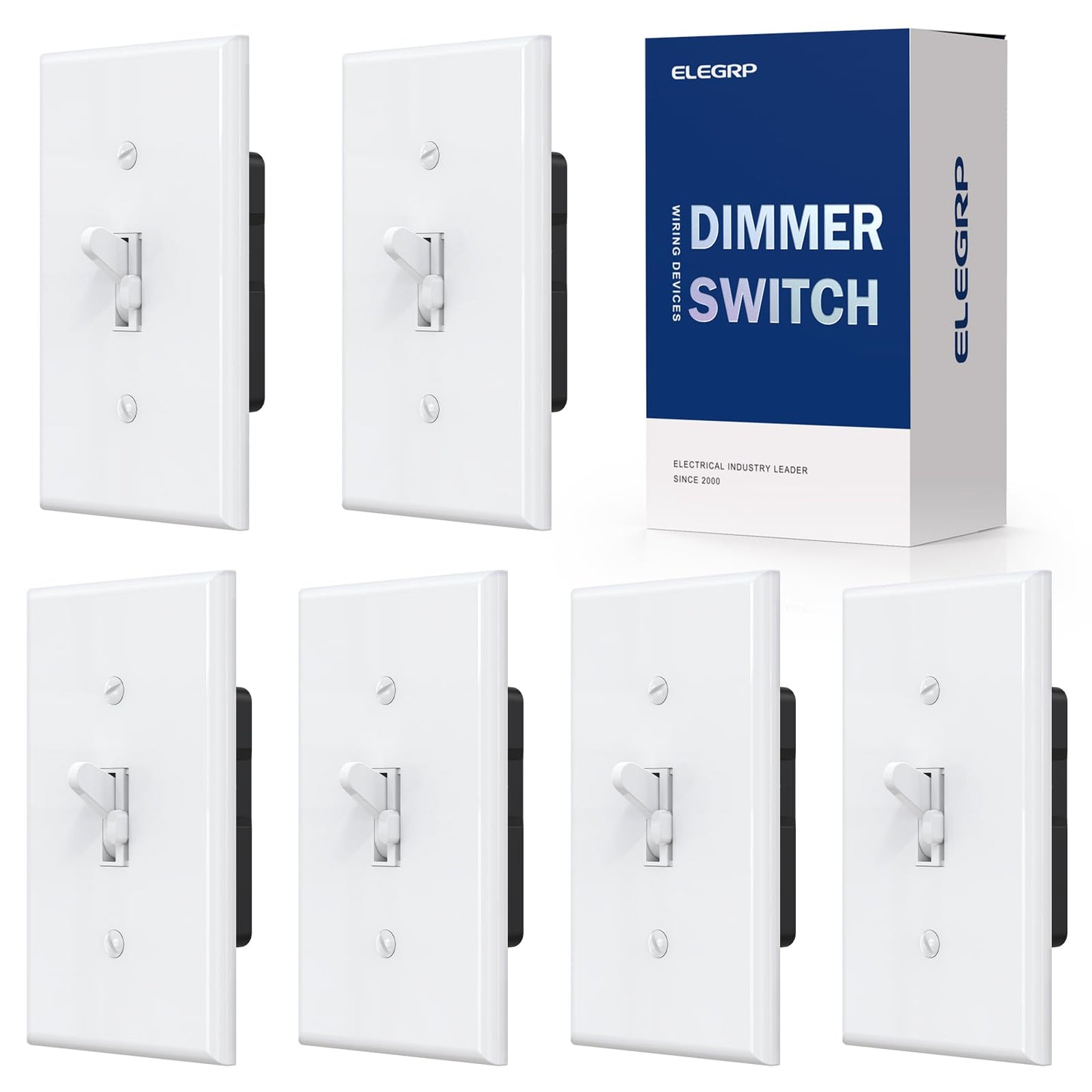 ELEGRP Digital Toggle Dimmer Switch, Single-Pole/3-Way, for LED, CFL, Incandescent Bulbs, Wall Plate Included, UL Listed