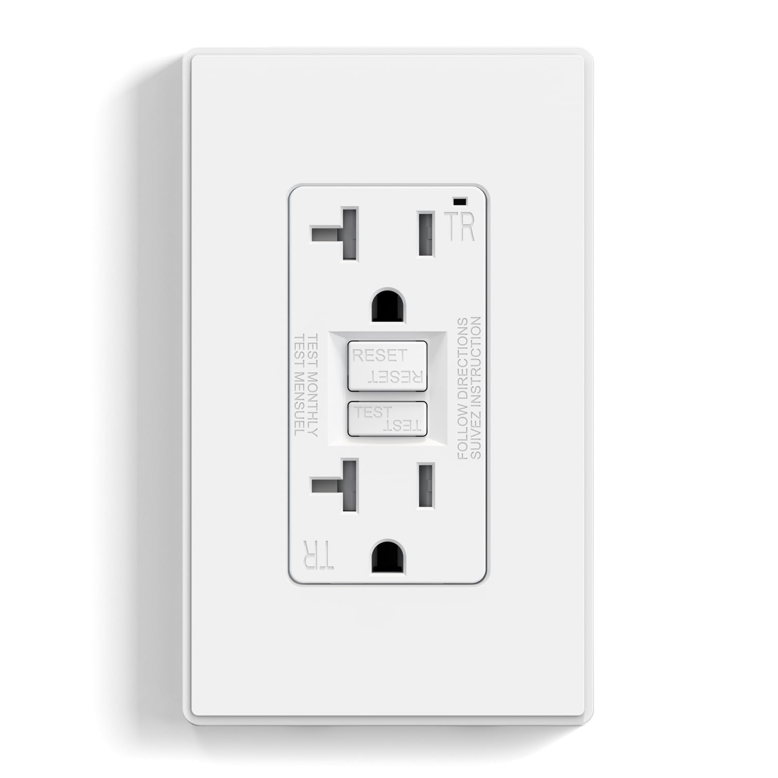ELEGRP GFCI Outlet, Tamper-Resistant, Self-Test Every 5 Seconds, 15A/20A, UL Listed, Slim Design, Wall Plate Included